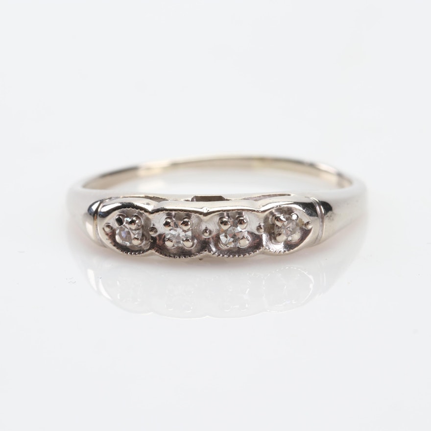 14K White Gold Diamond Ring