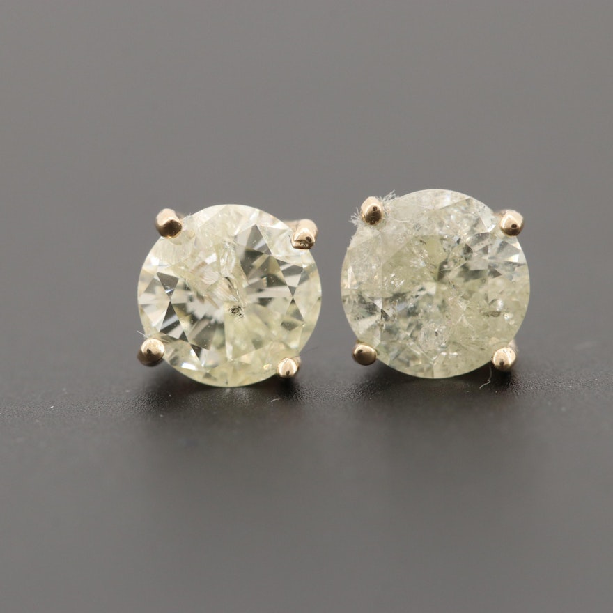 14K Yellow Gold 1.24 CTW Diamond Earrings