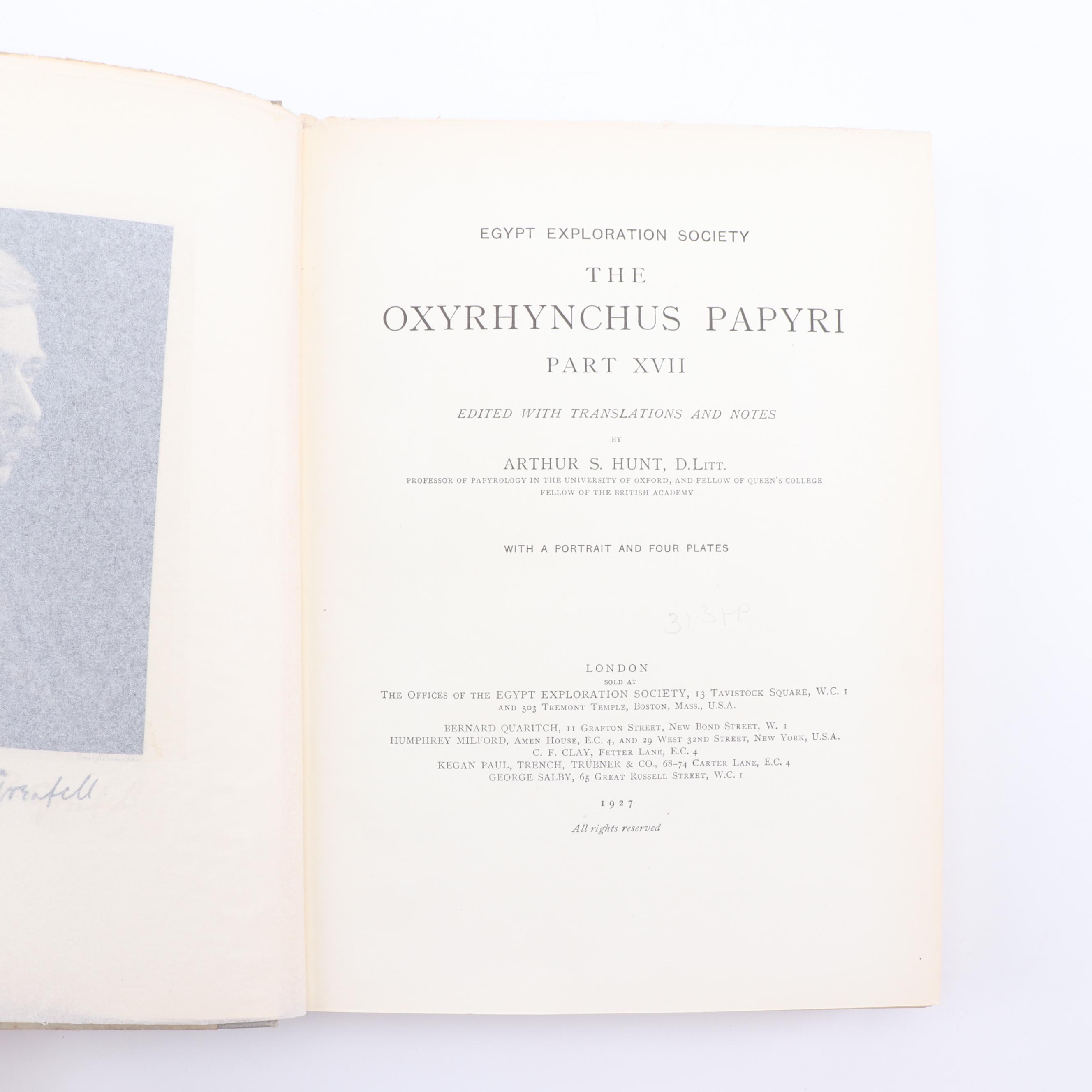 Egypt Exploration Society Books Featuring "The Oxyrhynchus Papyri"