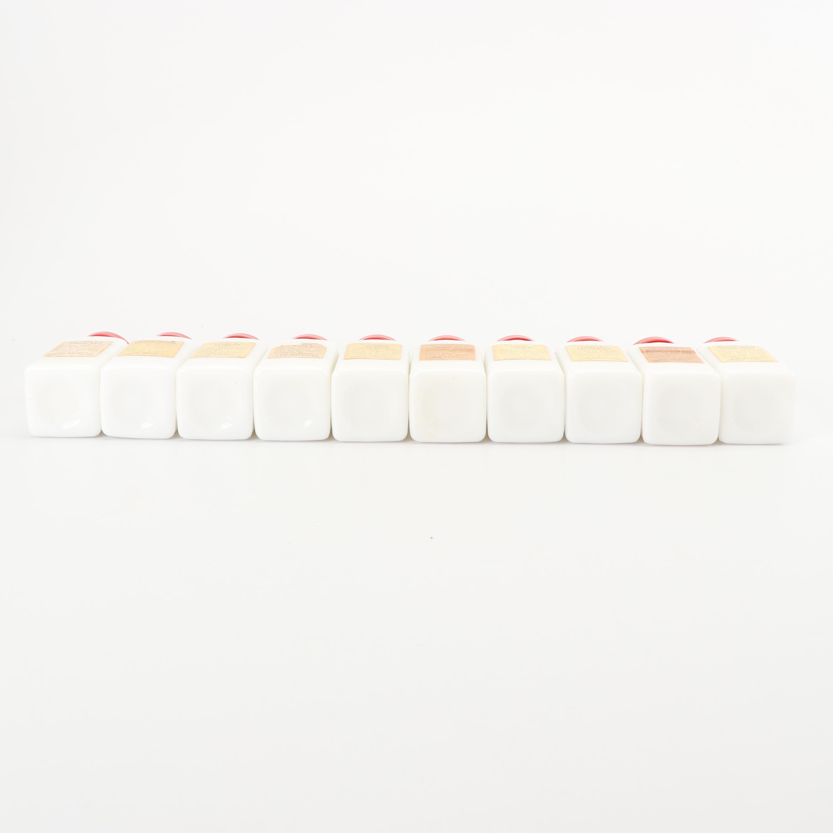 Vintage Milk Glass Custard Cups, Mixing Bowls and Spice Jars with Rack