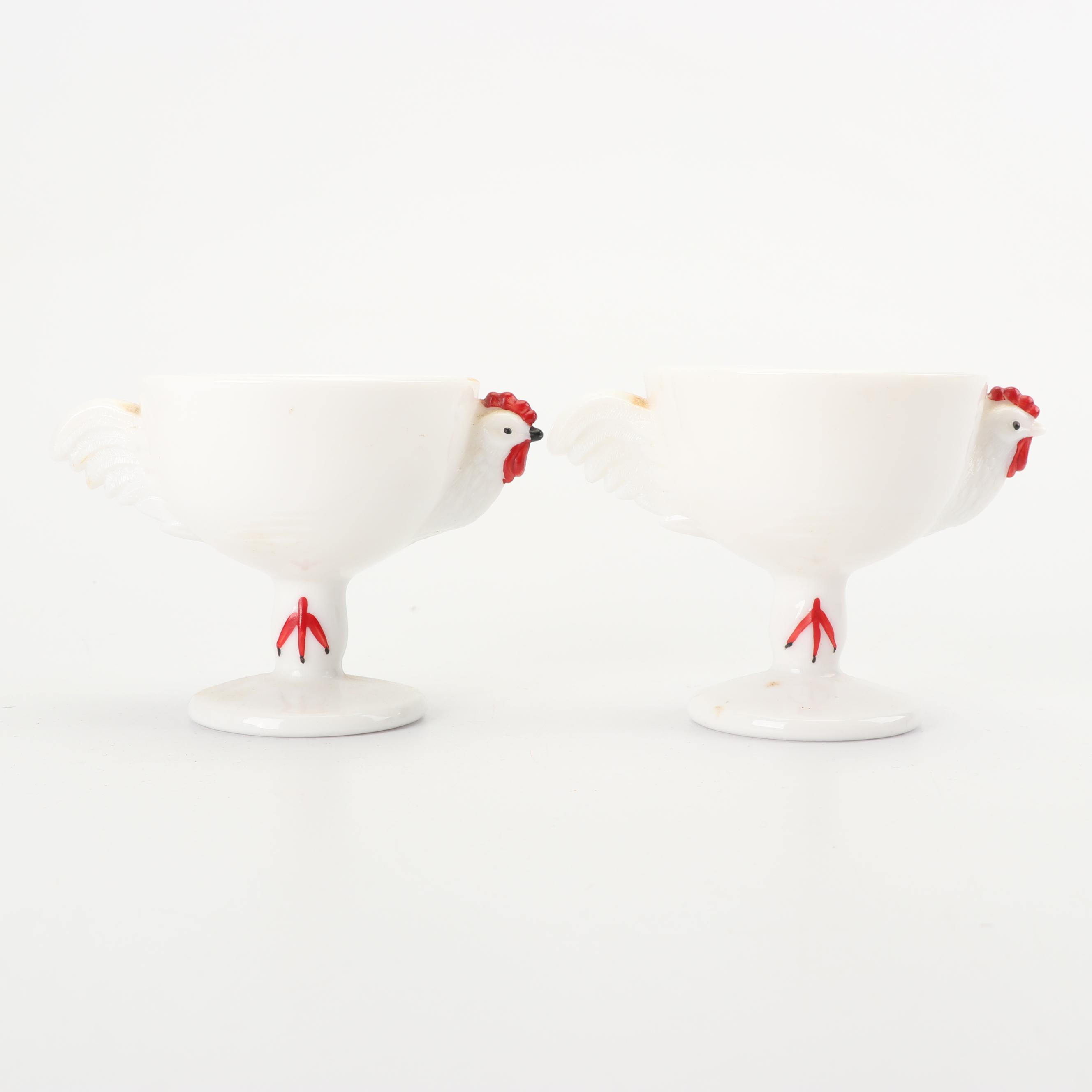 Vintage Milk Glass Custard Cups, Mixing Bowls and Spice Jars with Rack