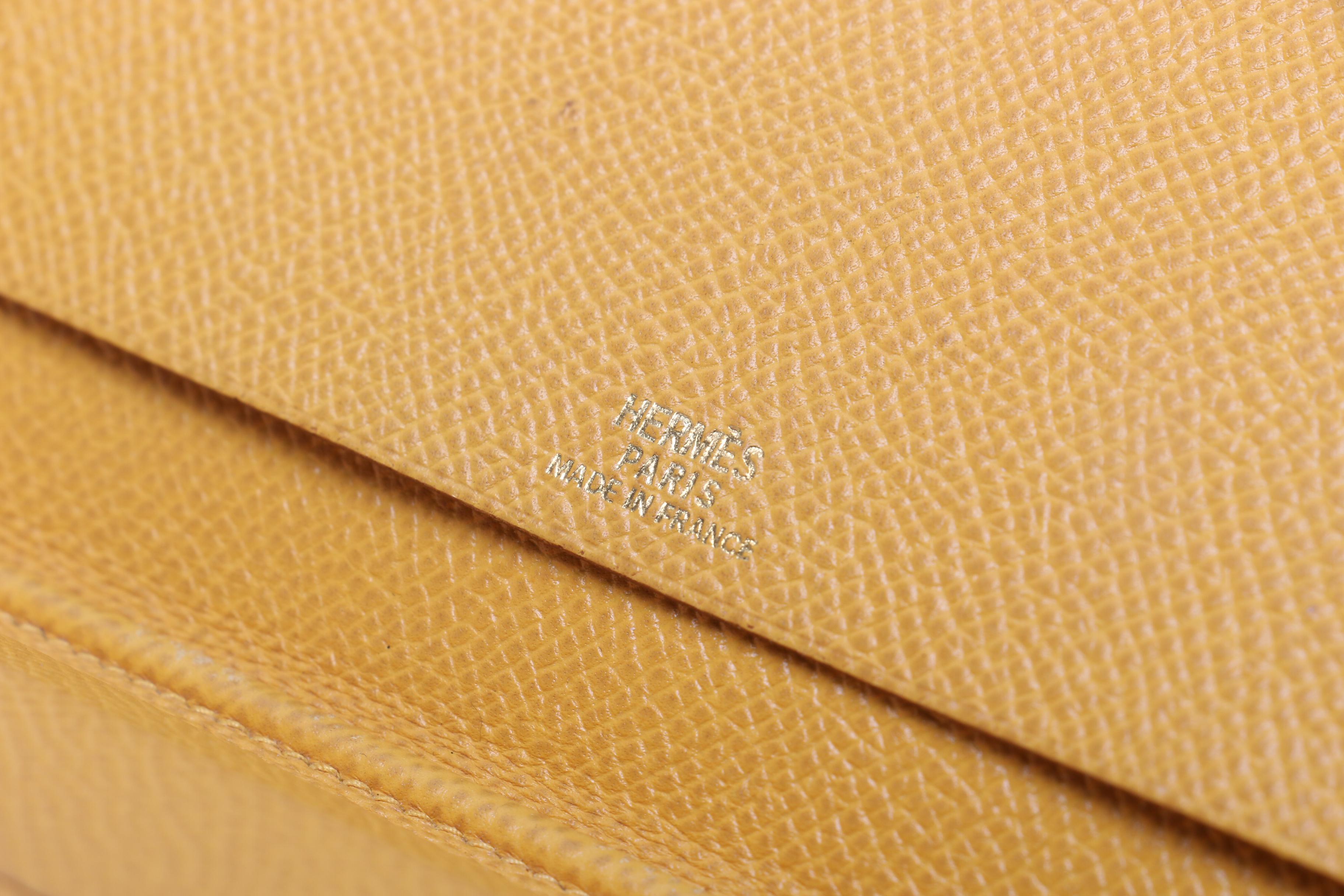 Hermès Paris Light Brown Togo Leather Checkbook Cover with Sterling Silver Pen