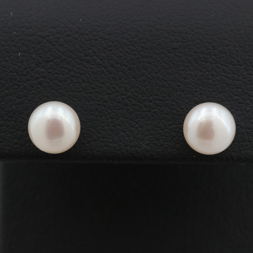 10K Rose Gold Cultured Pearl Stud Earrings