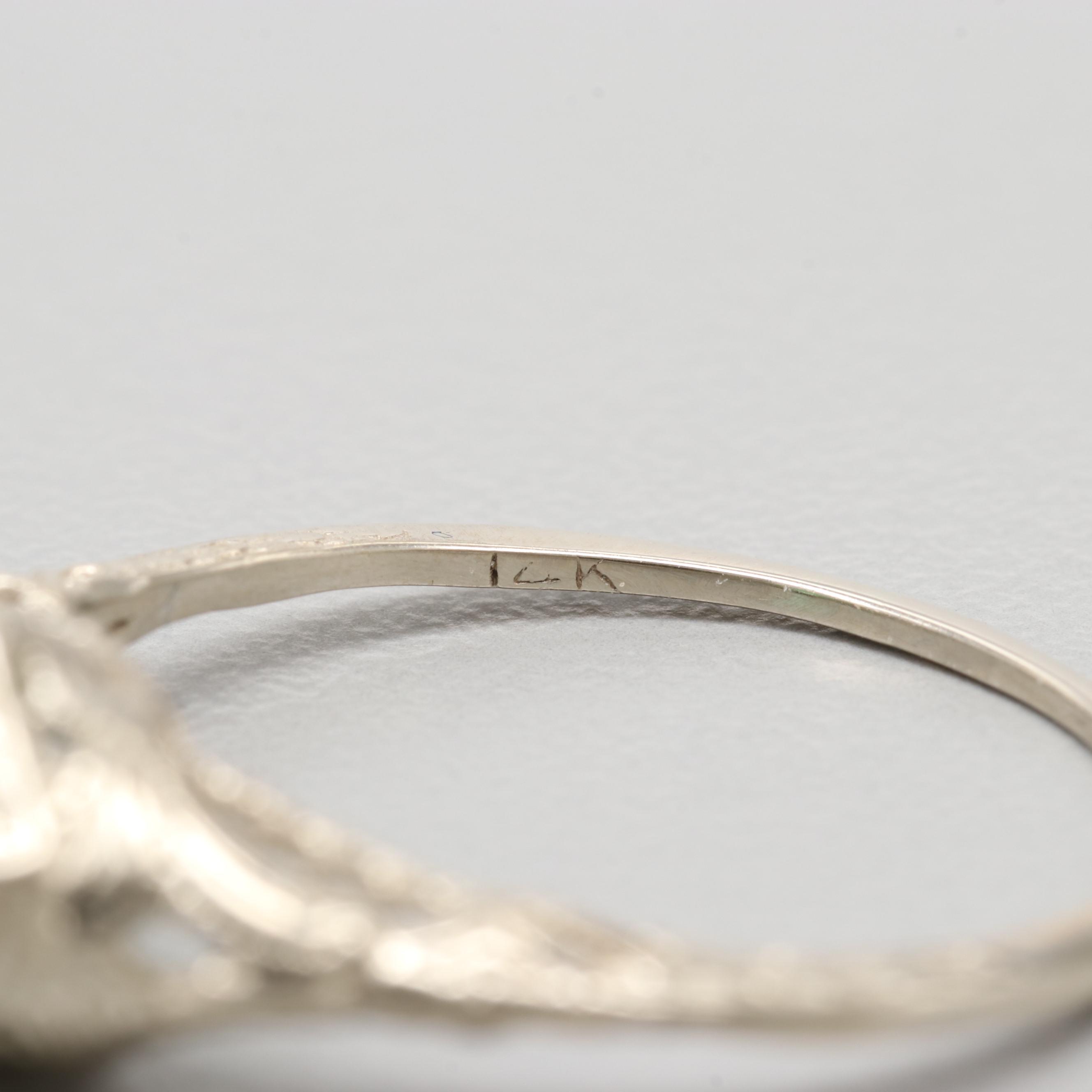 Art Deco 14K White Gold Emerald Ring