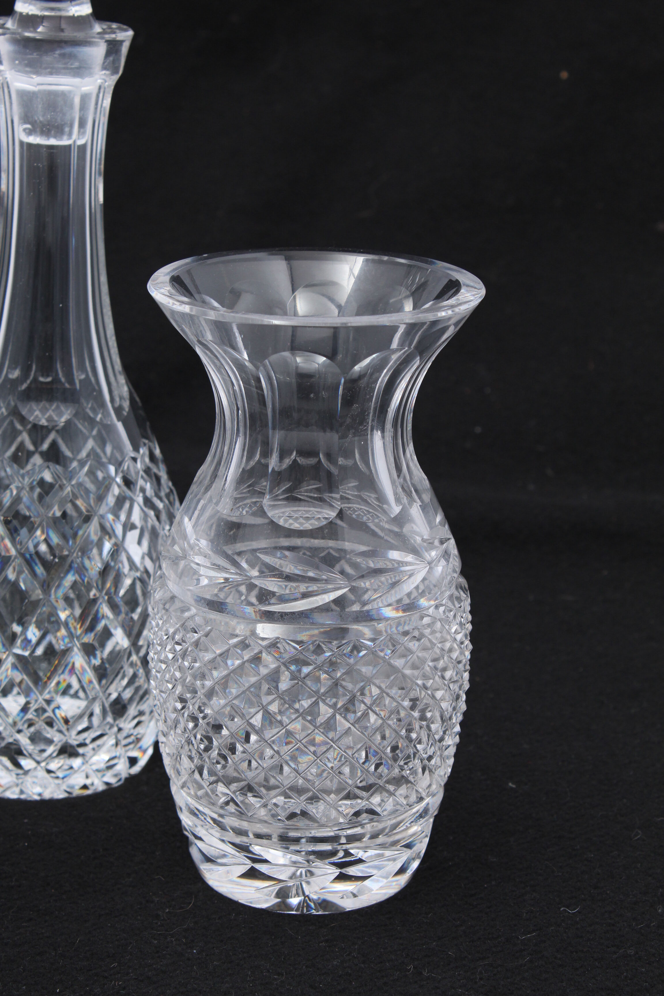 Waterford Crystal Decanter, Vases and Muffineer