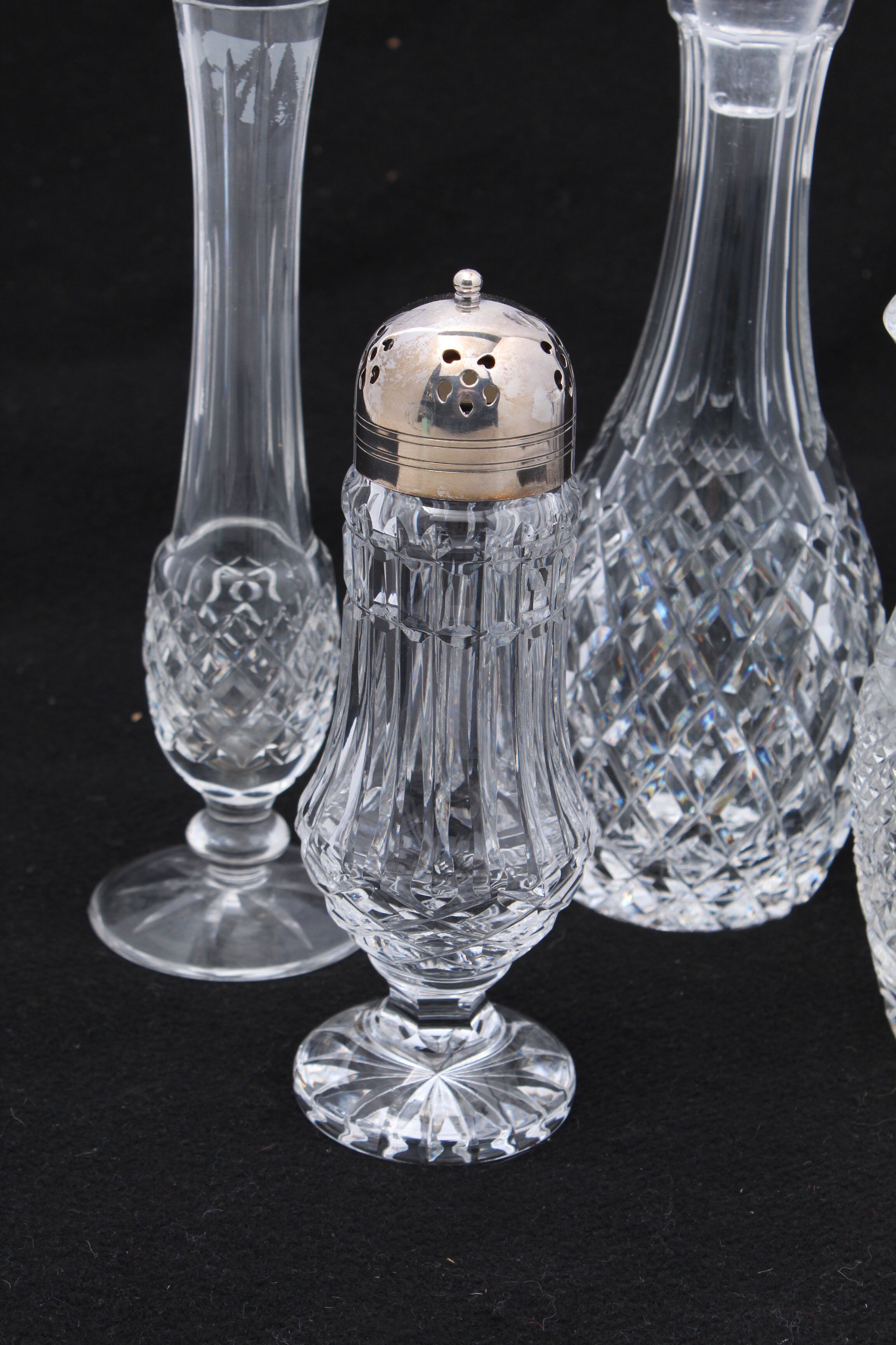 Waterford Crystal Decanter, Vases and Muffineer