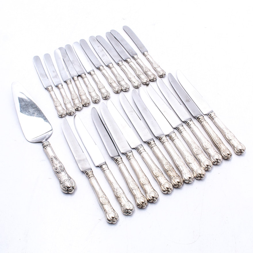 Reed and Barton Sterling Silver "Kings" Knives, Spreaders and Server Set