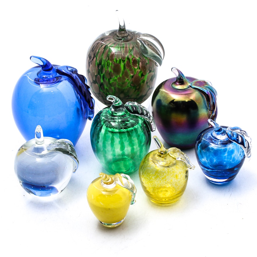 Art Glass Apple Paperweights Featuring Blenko, Gibson and Ron Hinkle Glass