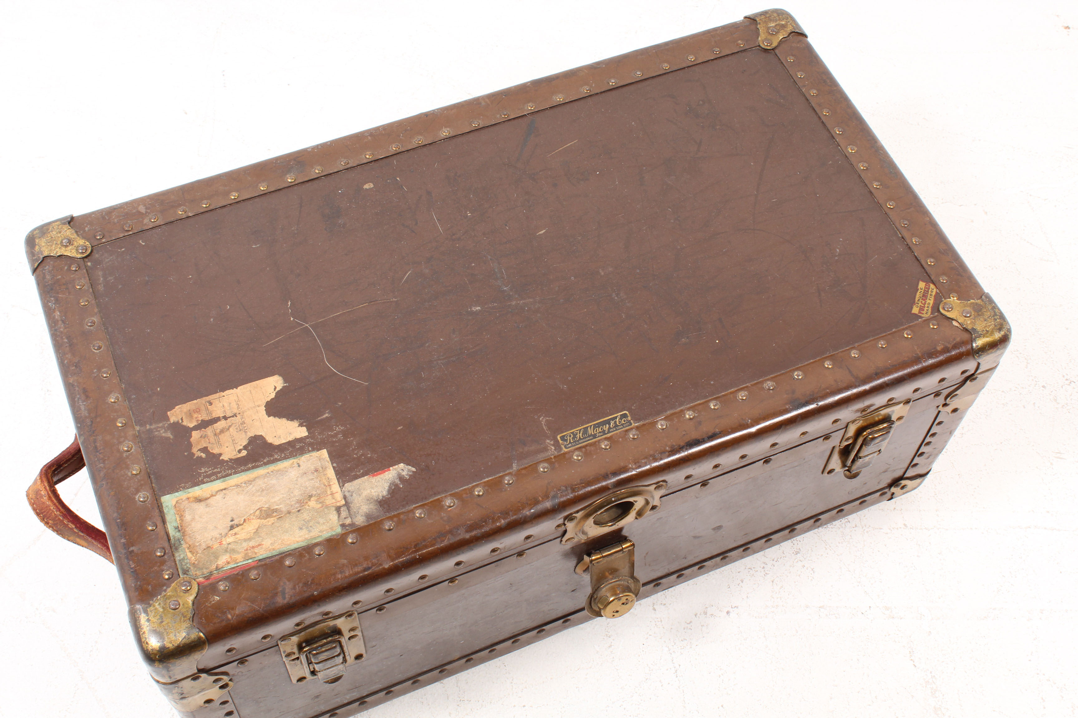 Vintage R.H. Macy Metal Steamer Trunk