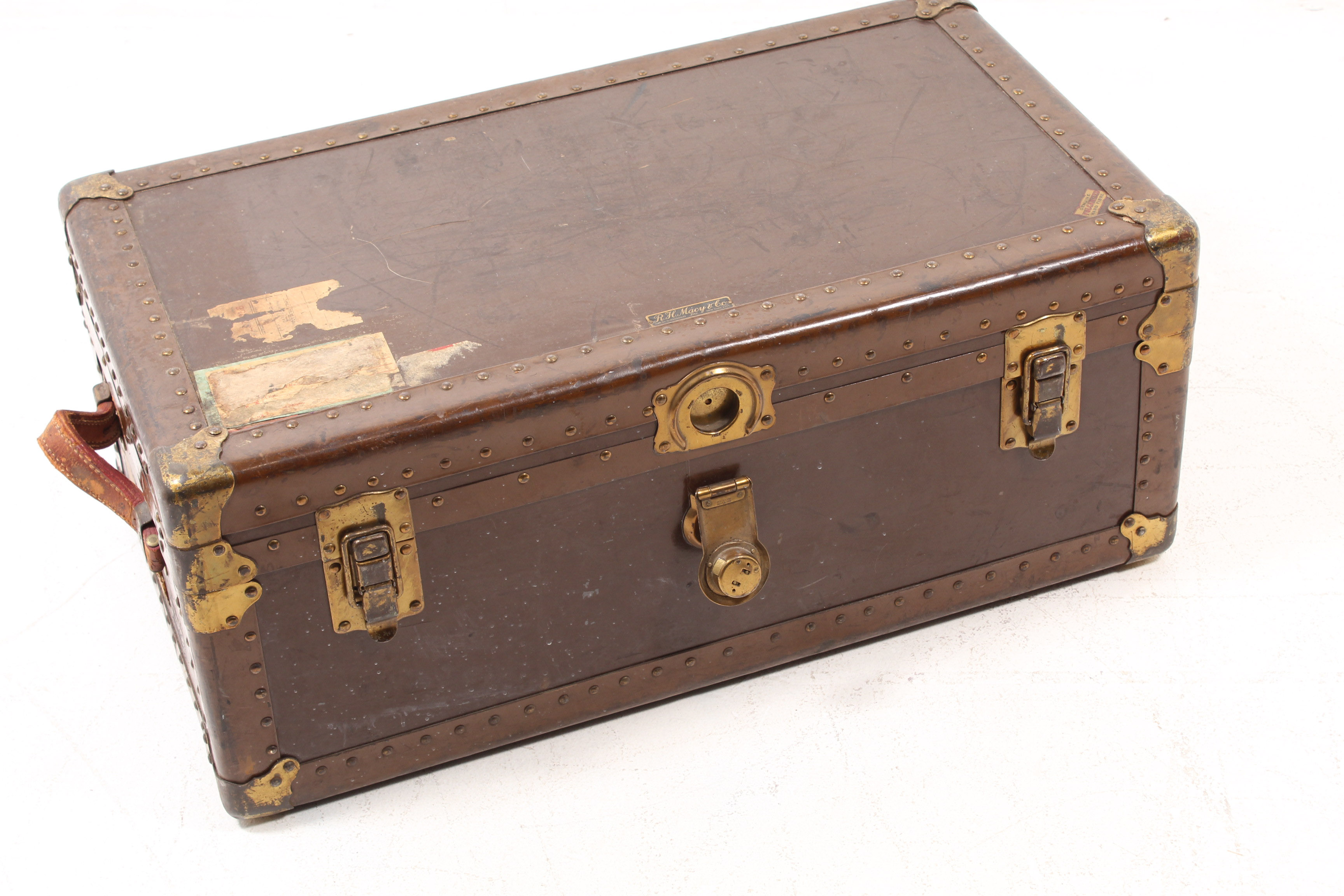 Vintage R.H. Macy Metal Steamer Trunk