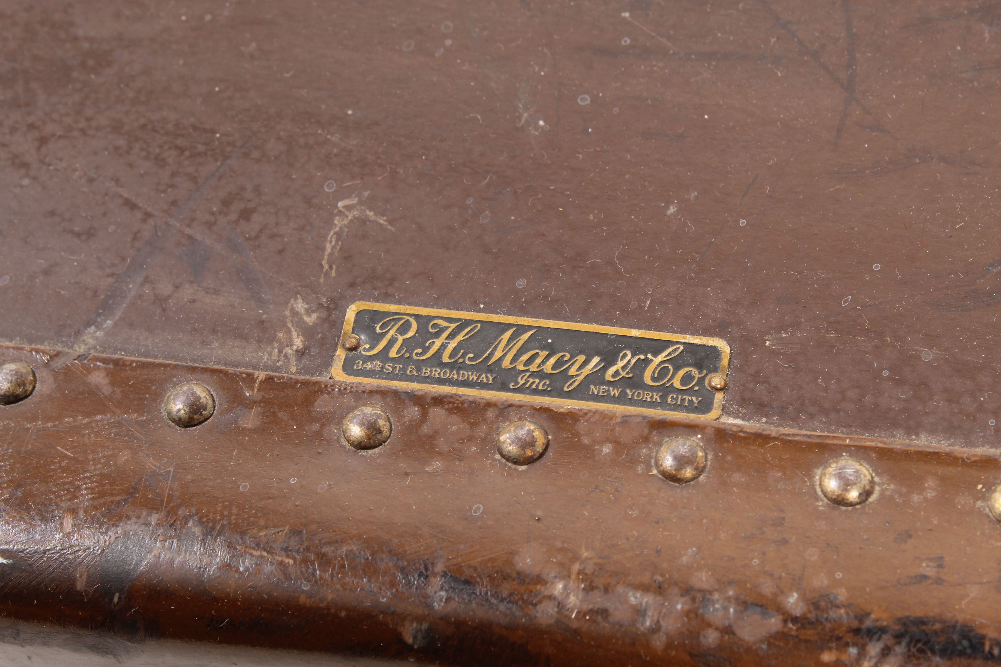 Vintage R.H. Macy Metal Steamer Trunk