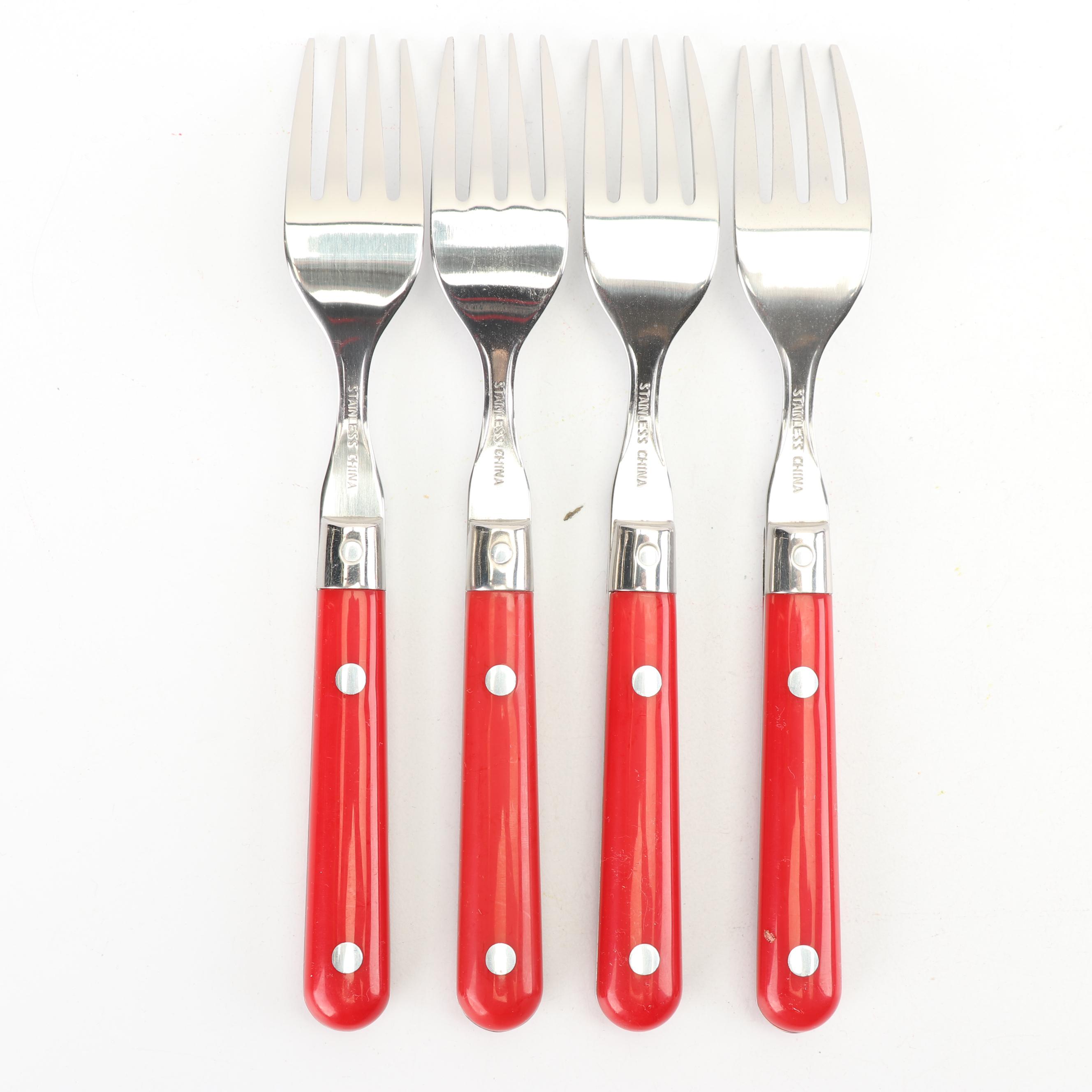 Stainless Steel and Chrome-Plated Flatware Assortment, Late 20th Century