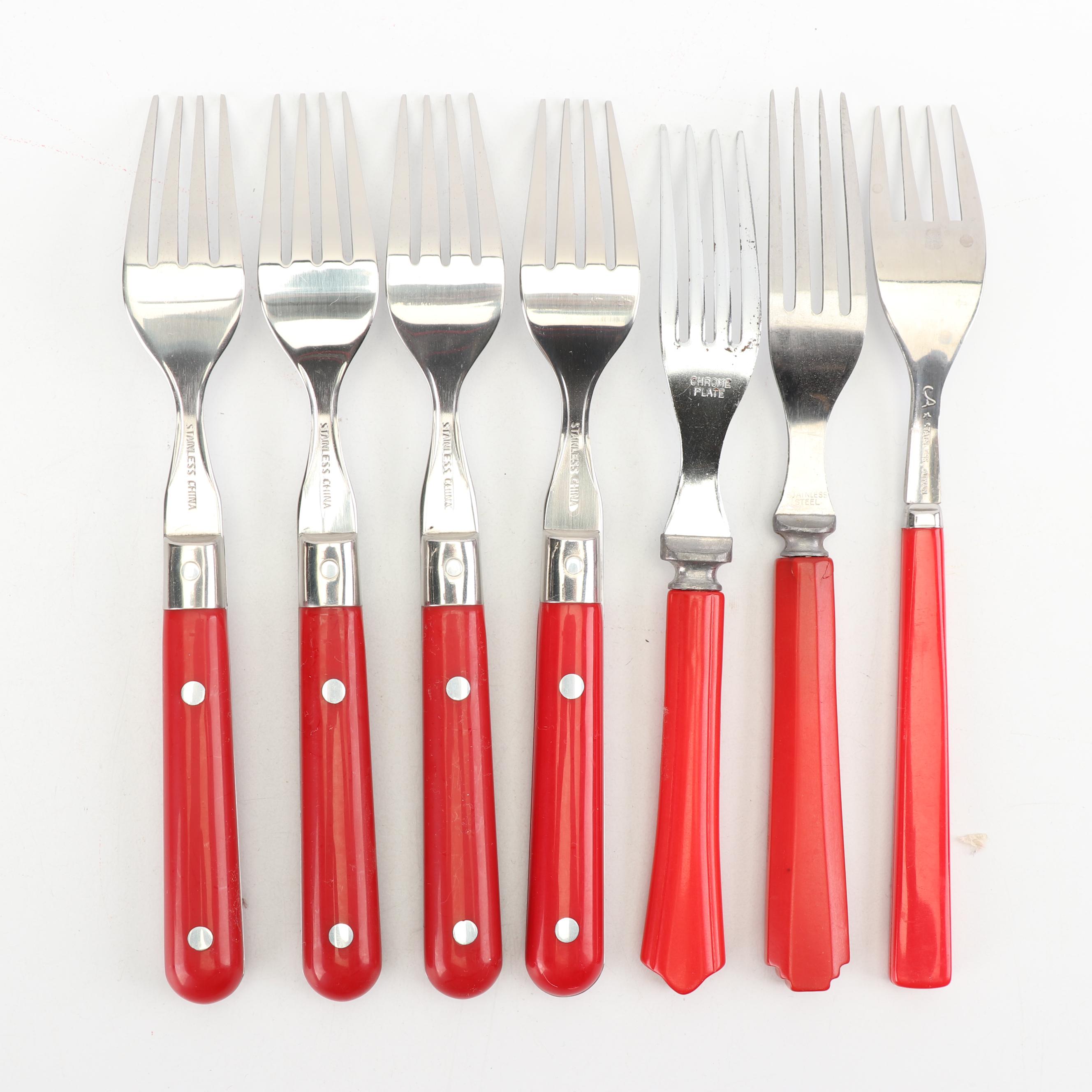Stainless Steel and Chrome-Plated Flatware Assortment, Late 20th Century