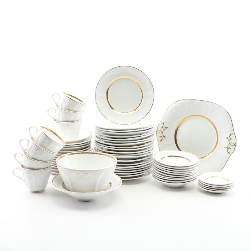 Gilded White Ceramic Dinnerware Set