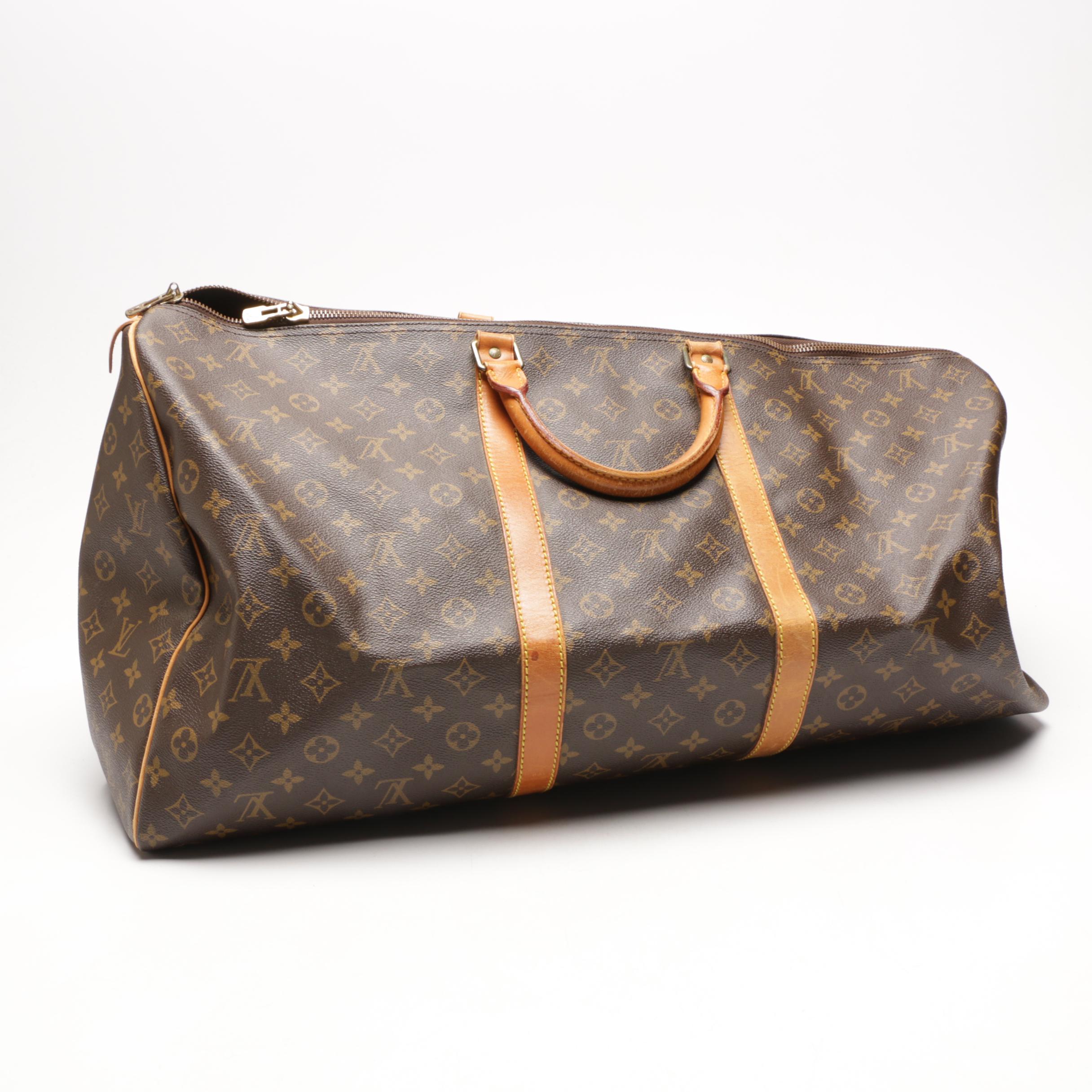 1983 Louis Vuitton Monogram Canvas Keepall 60 Duffel Bag, Made in France