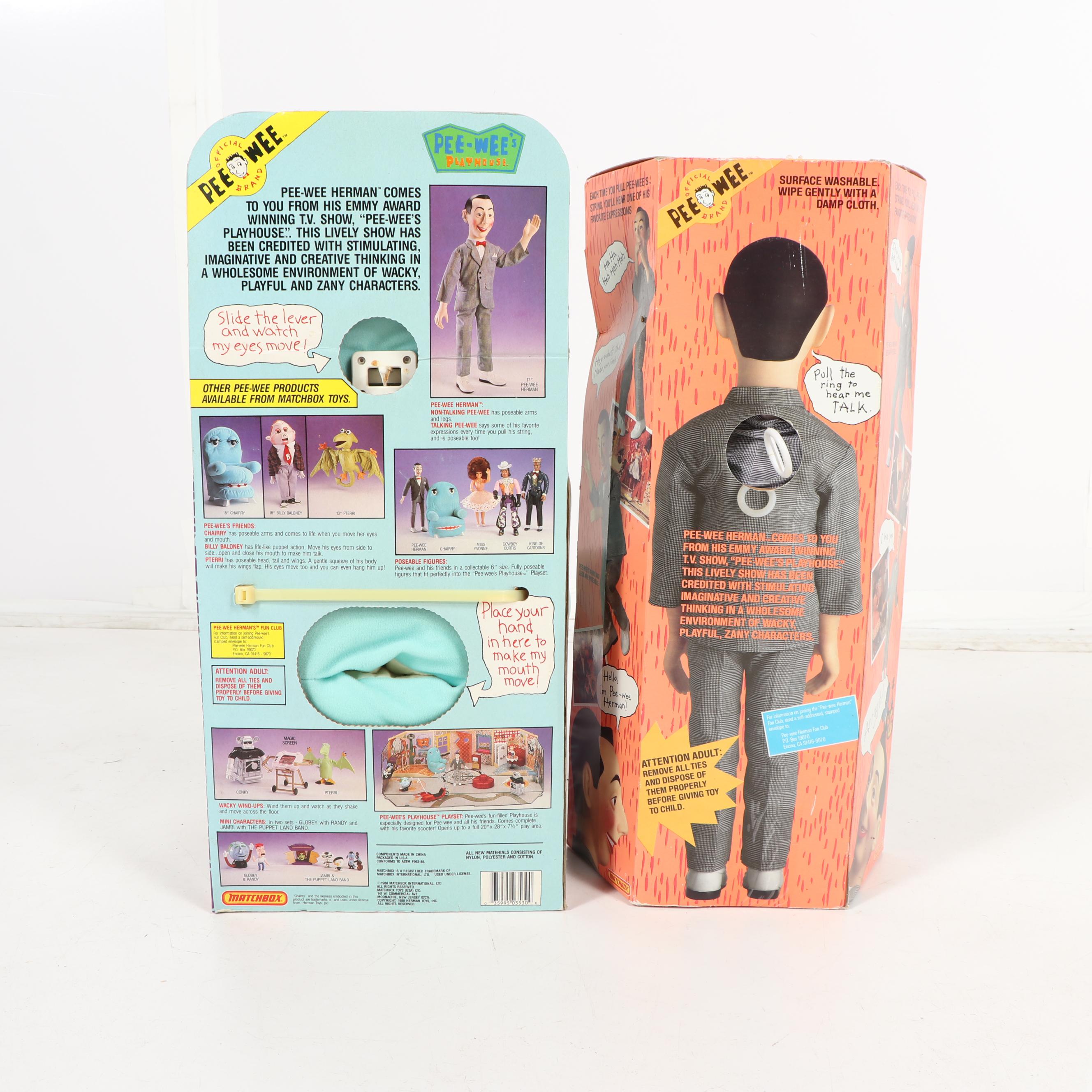 Matchbox "Pee-Wee's Playhouse" Talking Plush Toys and Figural Watch