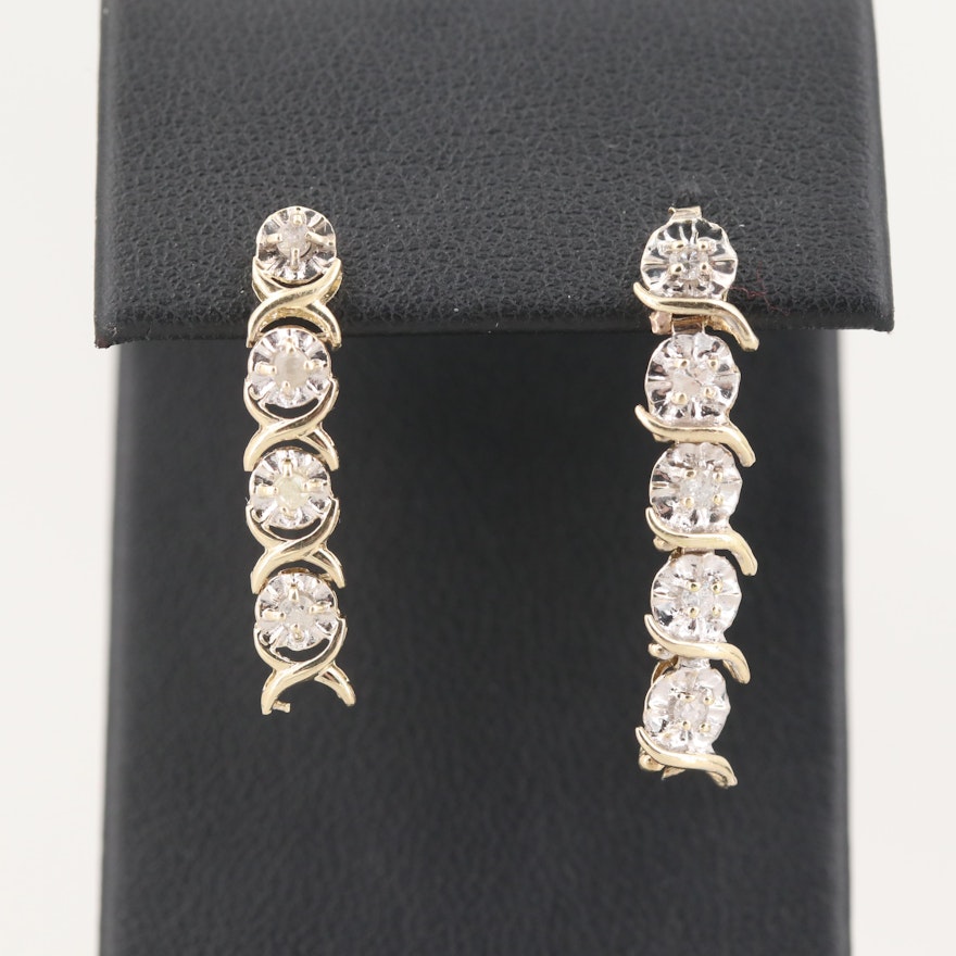 10K Yellow Gold Diamond Earrings