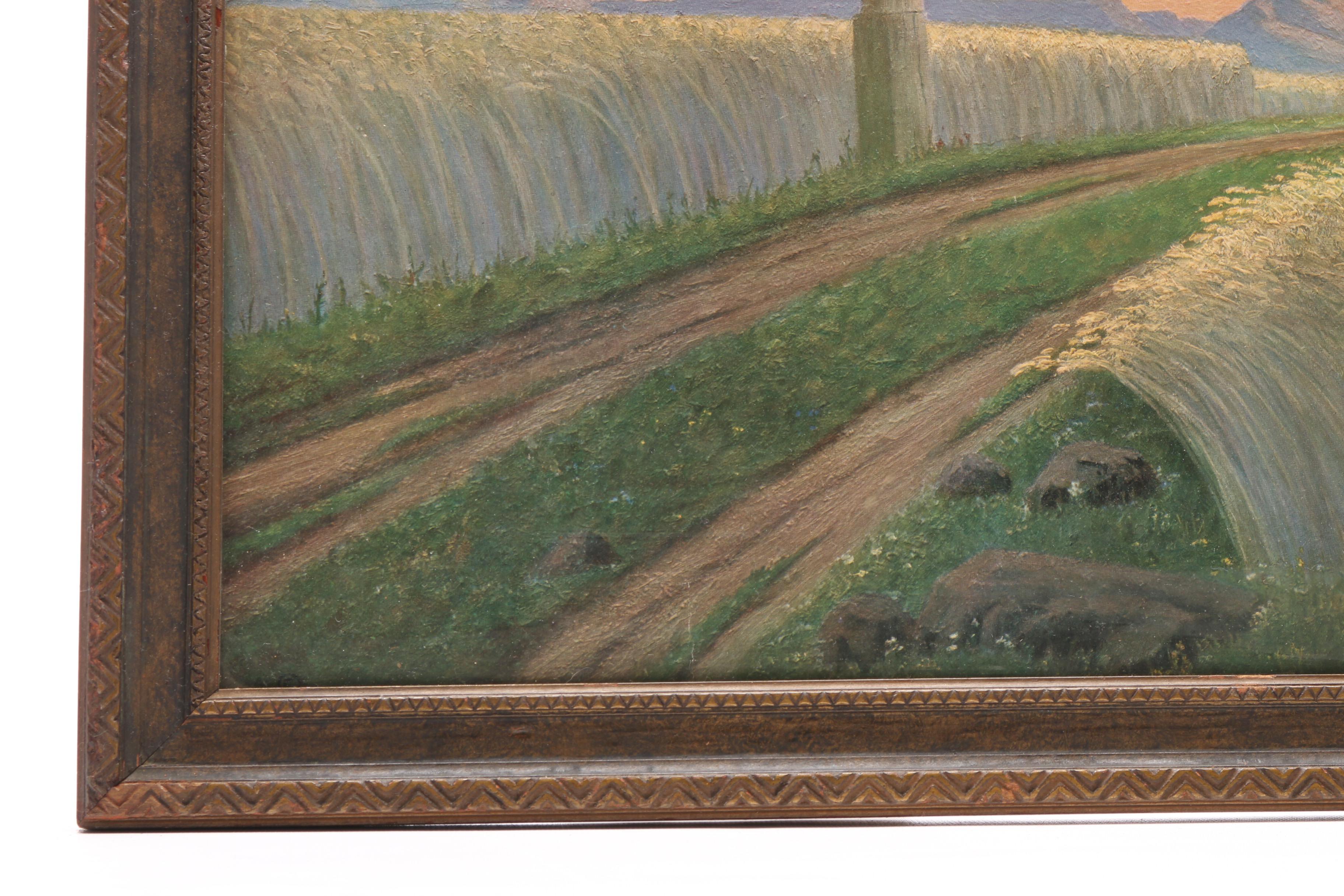 Offset Lithograph after Richard Kruger of Jesus on the Cross in Pastoral Landsca