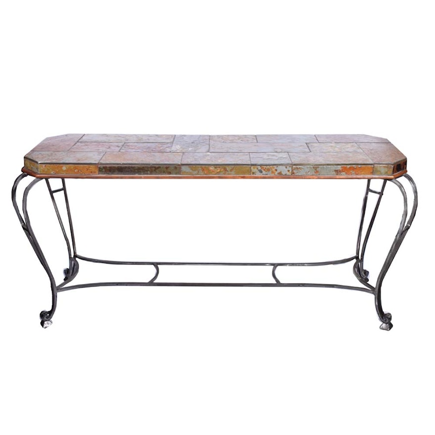 Iron and Slate "Avallon" Sofa Table by Heritage