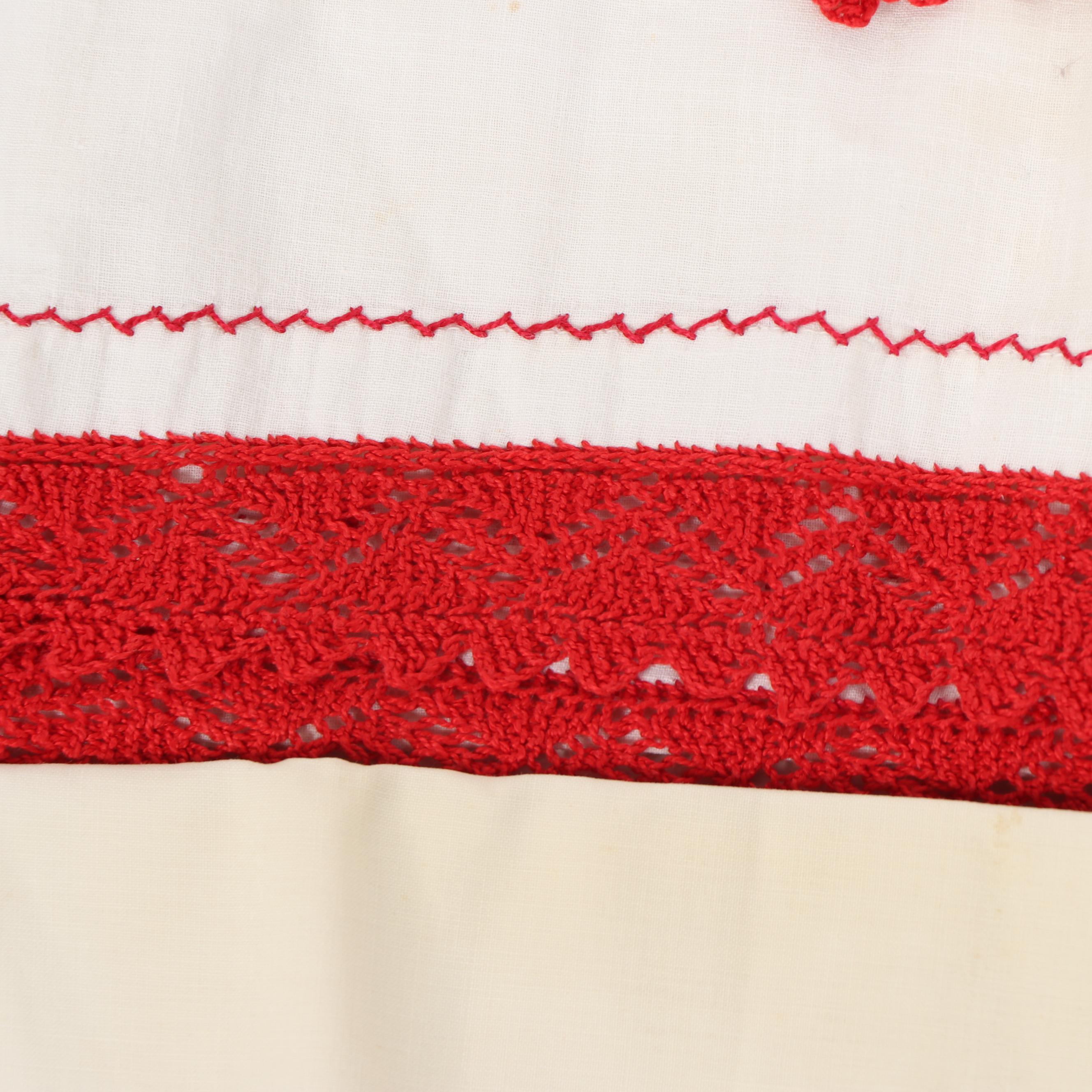 Hand Embroidered and Crocheted Pillow Cases, Mid-Century