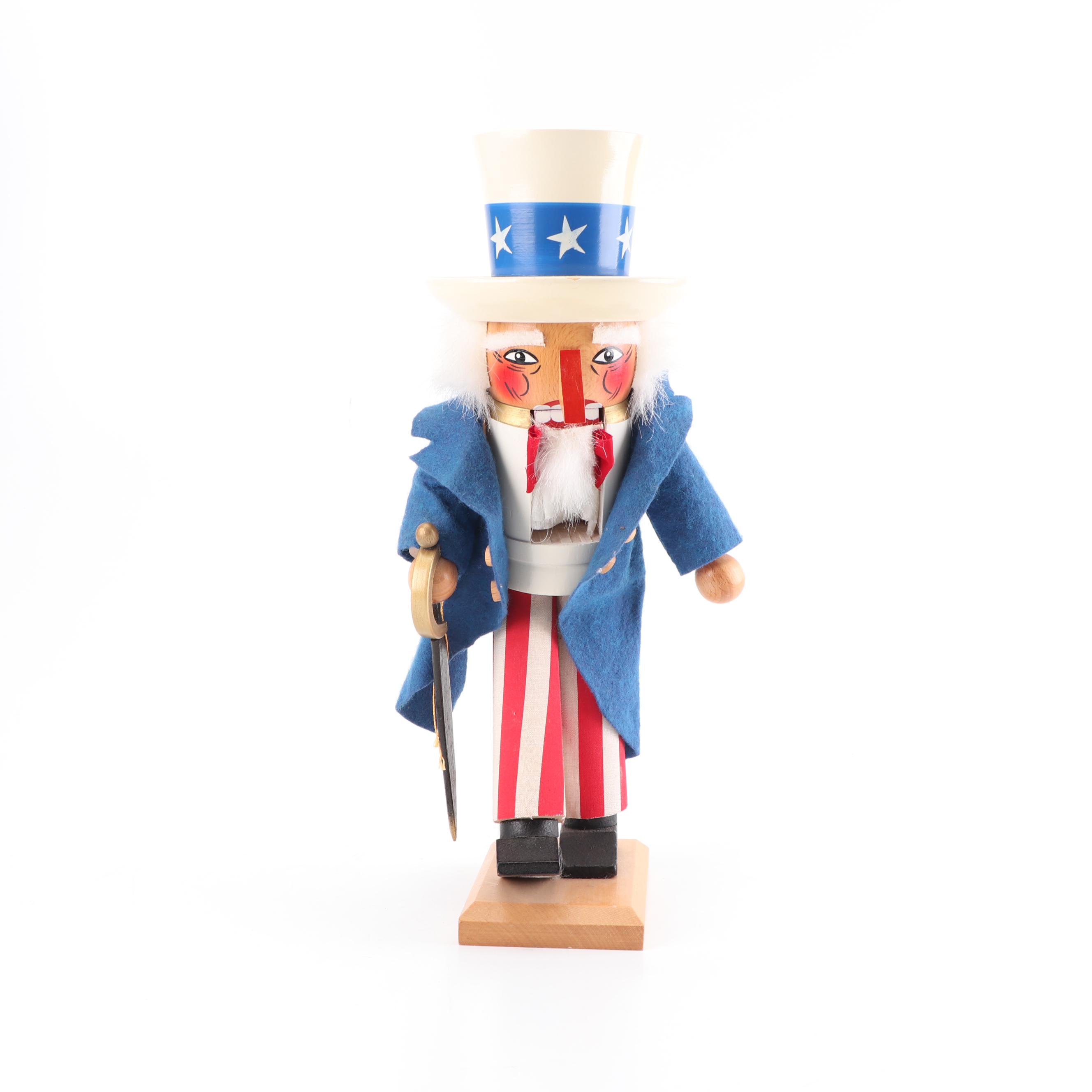 "Uncle Sam" Wooden Nutcracker by Steinbach Volkskunst, Late 20th Century