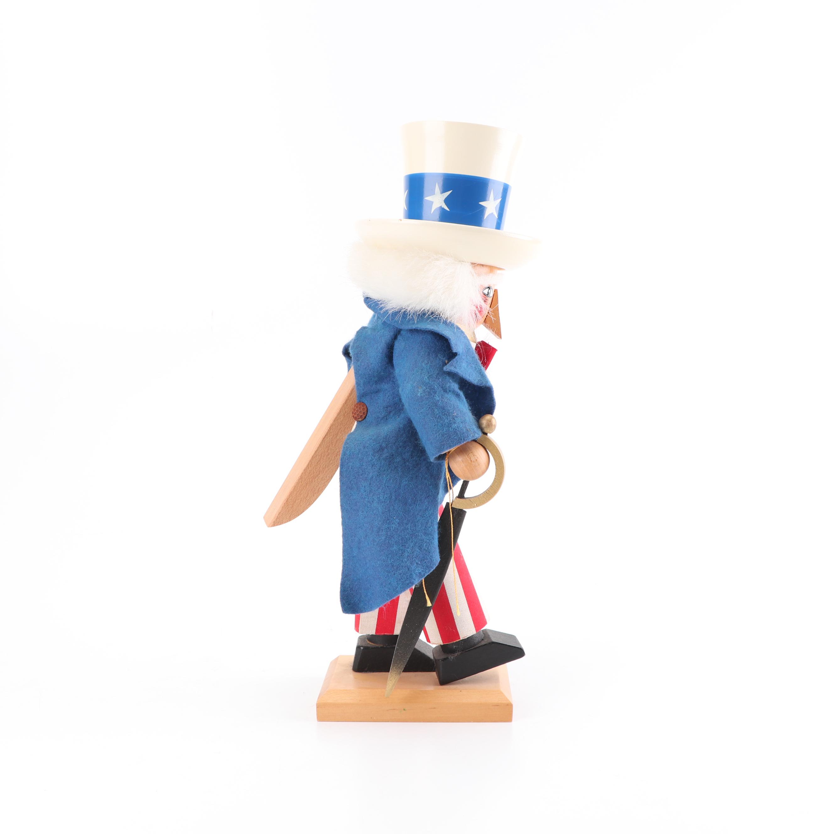 "Uncle Sam" Wooden Nutcracker by Steinbach Volkskunst, Late 20th Century