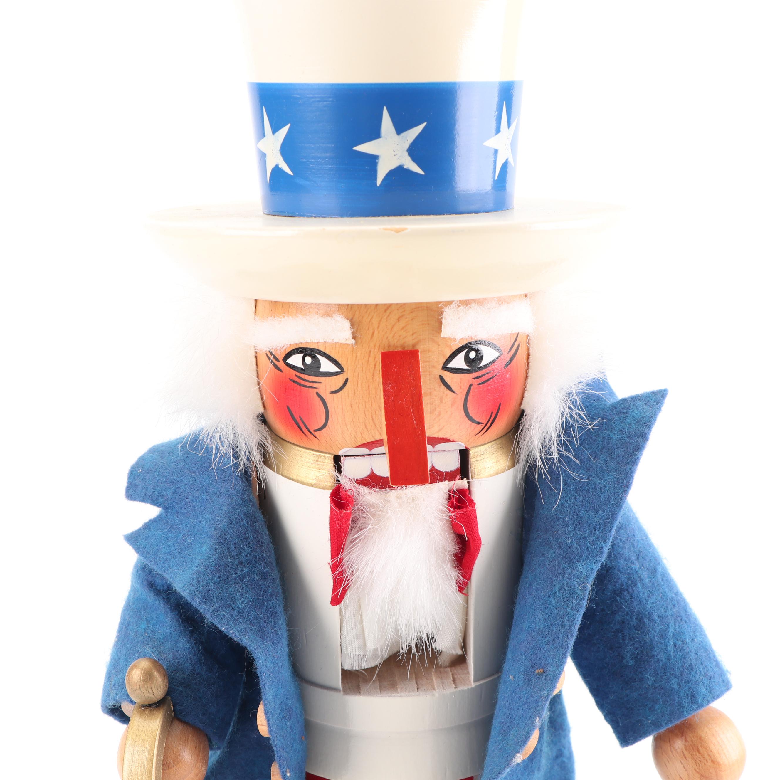 "Uncle Sam" Wooden Nutcracker by Steinbach Volkskunst, Late 20th Century