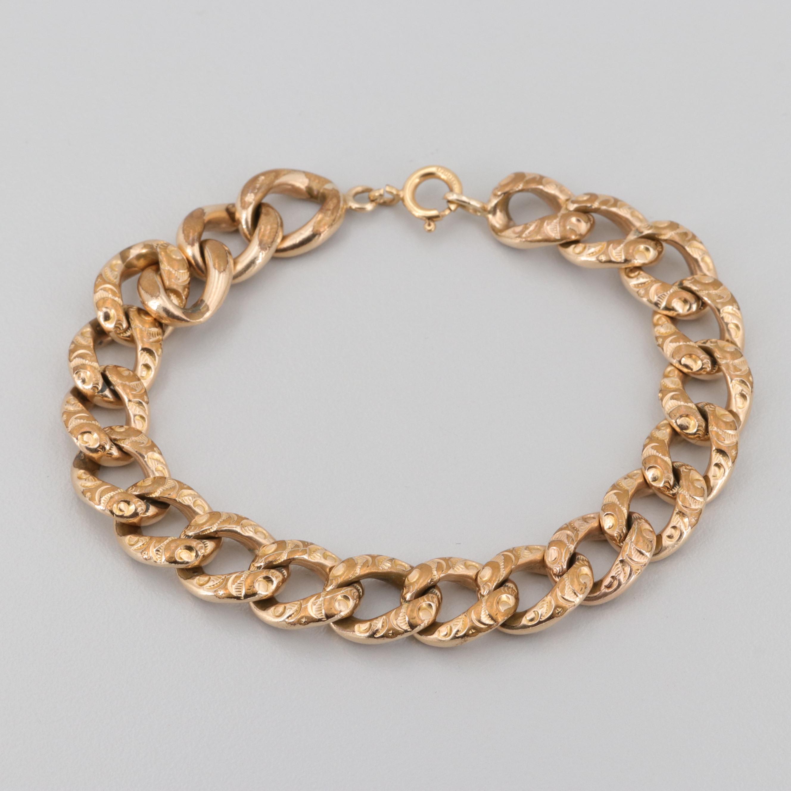 Vintage Gold Tone Curb Chain Bracelet