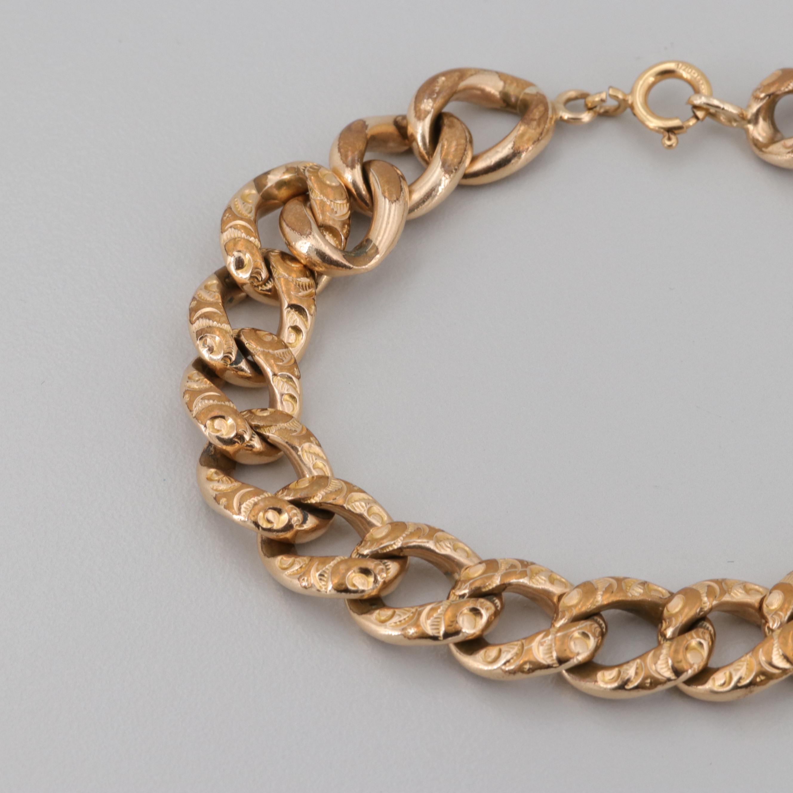 Vintage Gold Tone Curb Chain Bracelet