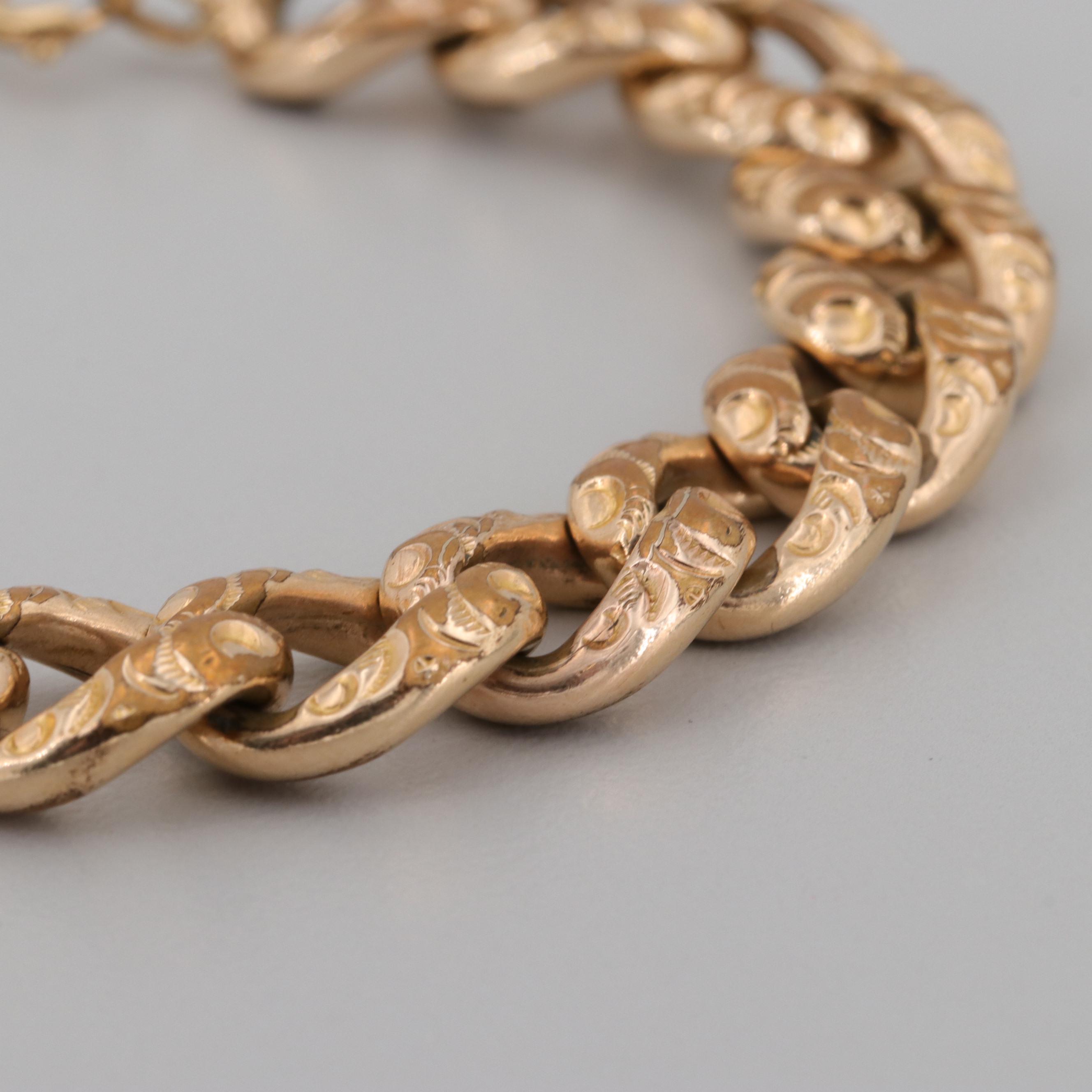 Vintage Gold Tone Curb Chain Bracelet