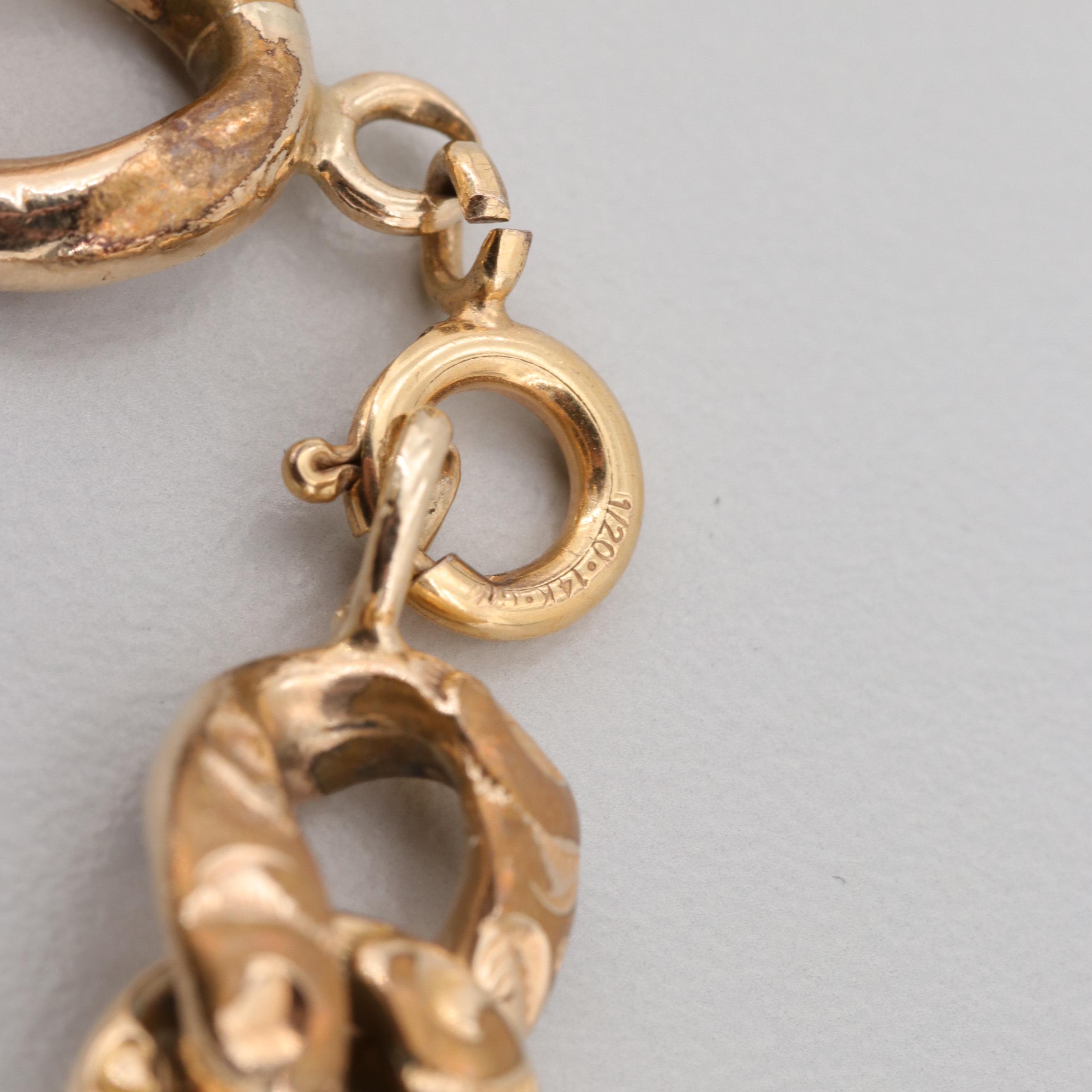 Vintage Gold Tone Curb Chain Bracelet