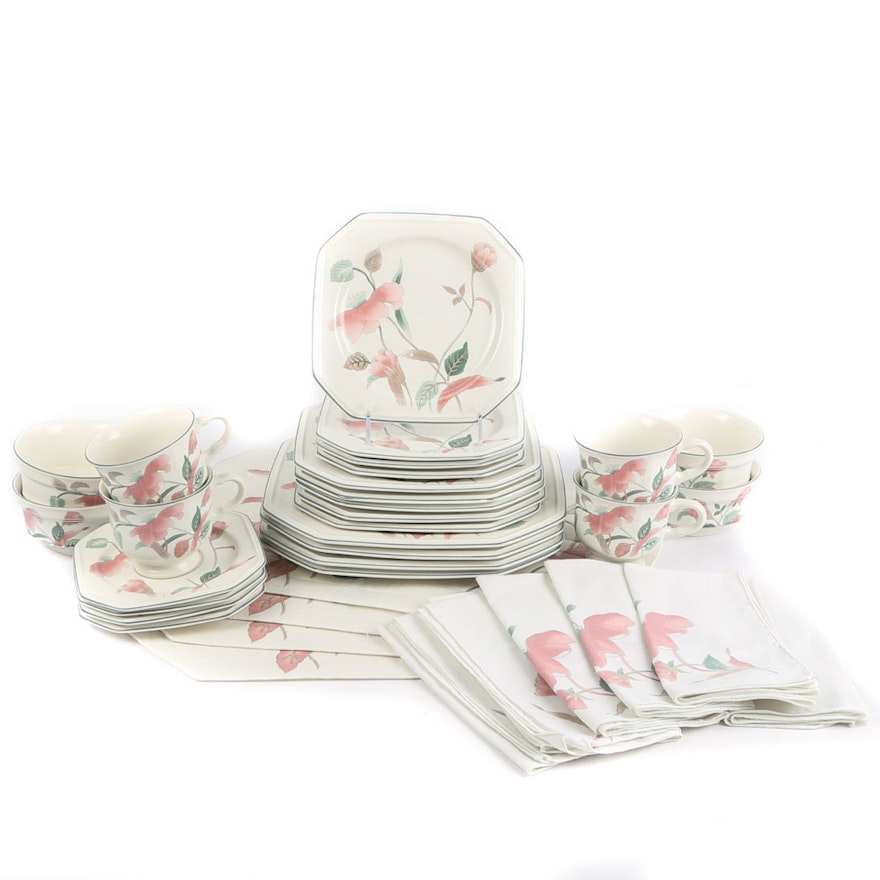 Mikasa "Silk Flowers" Dinnerware Set with Napkins and Placemats