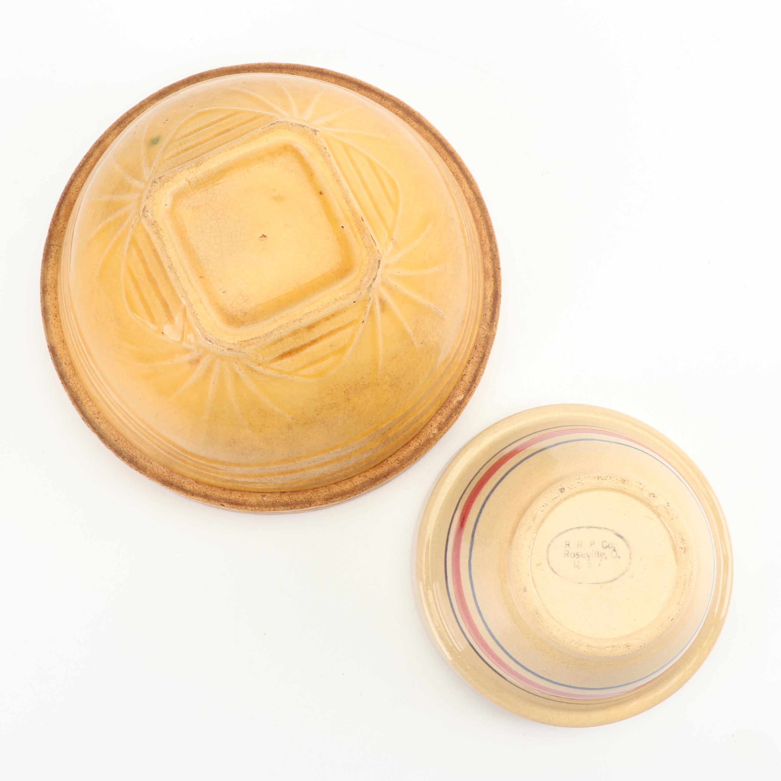 English and American Yellow Ware Mixing Bowls, Early 20th Century