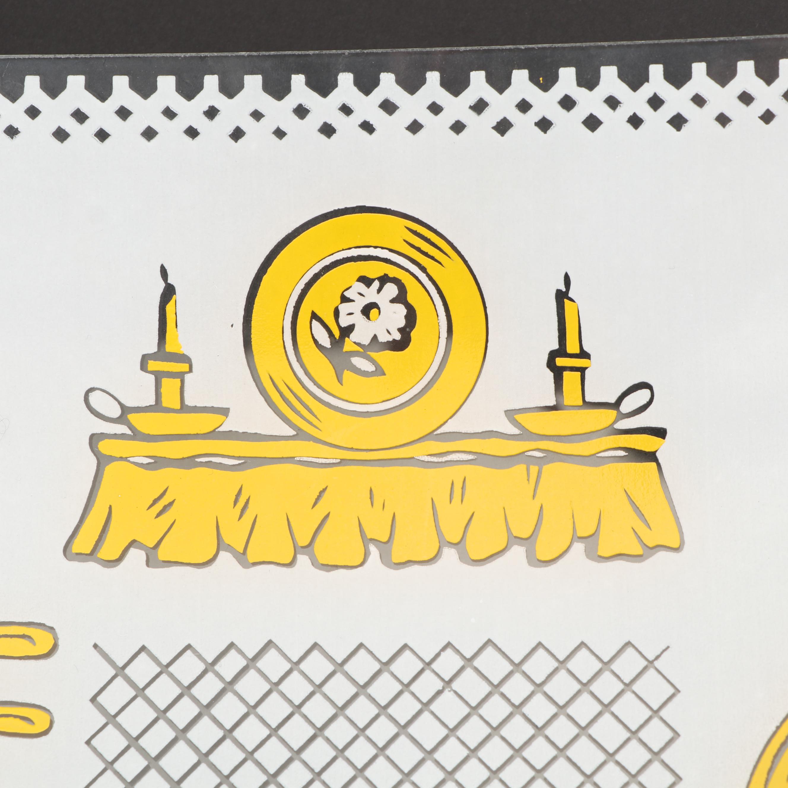 Tableware Motif Glass Ceiling Light Cover, Mid-20th Century