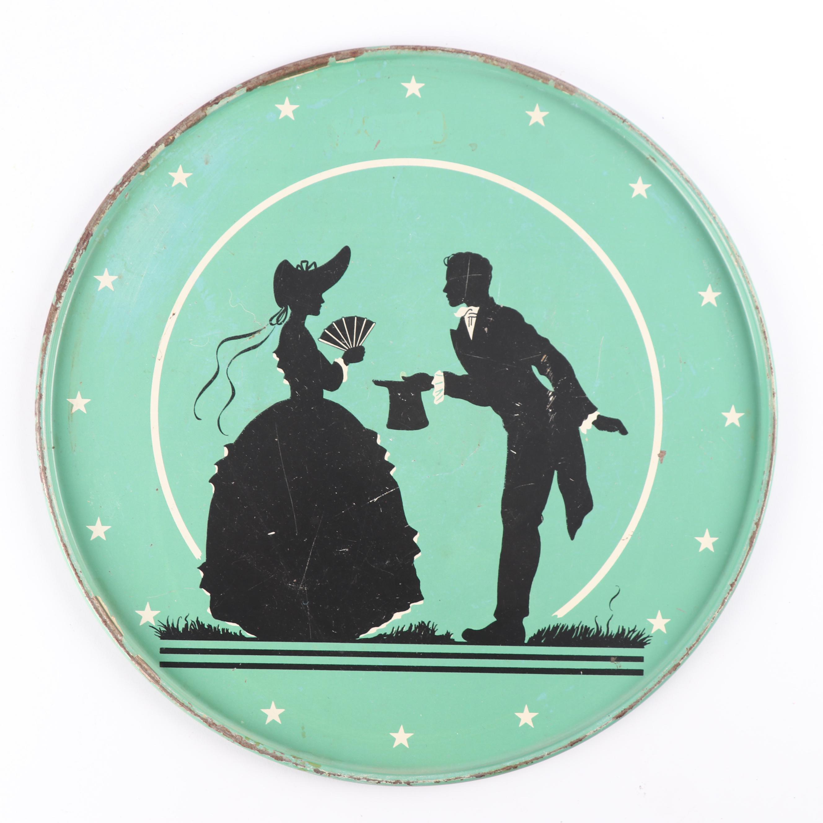 Vintage Floral and Figural Motif Metal Serving Trays