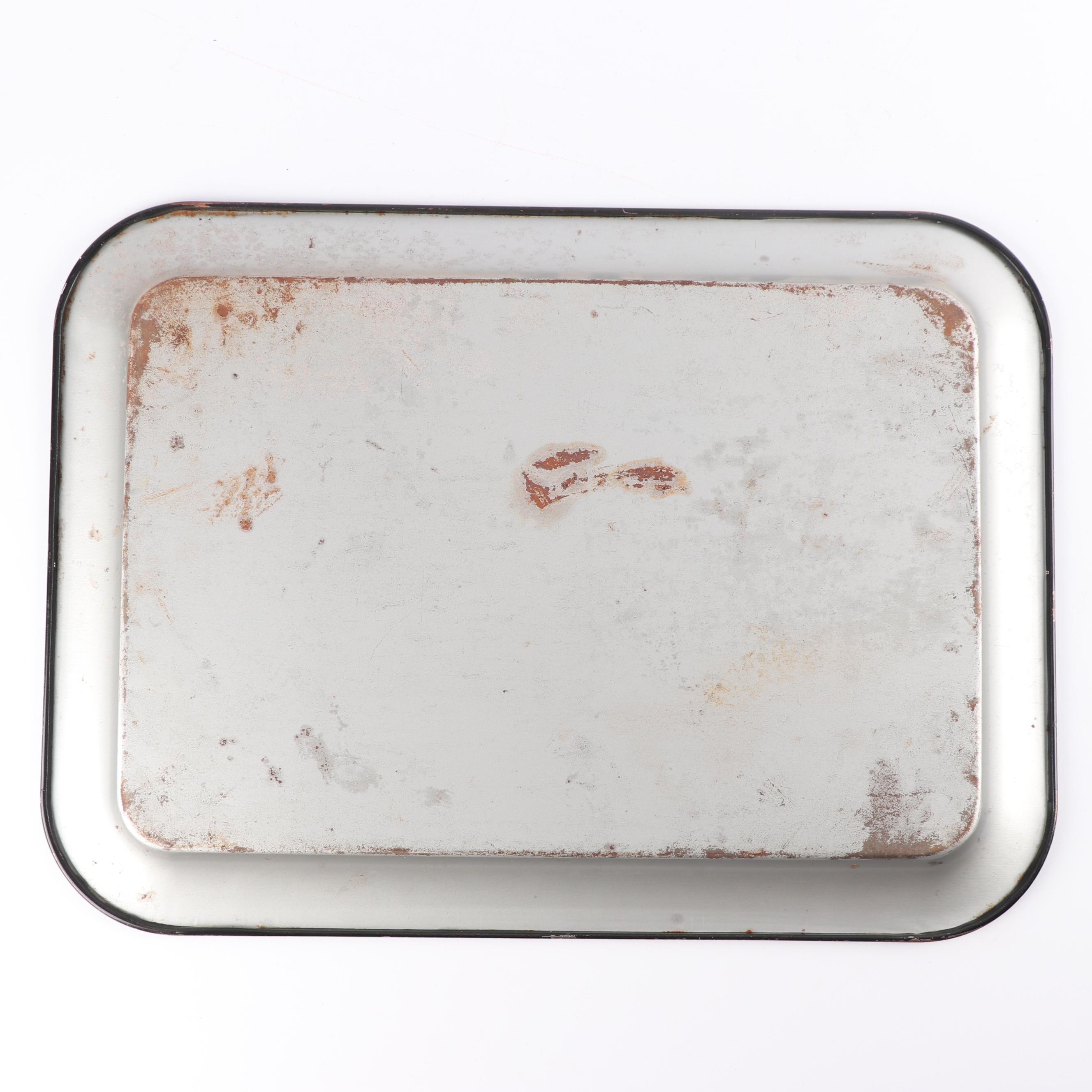 Vintage Floral and Figural Motif Metal Serving Trays