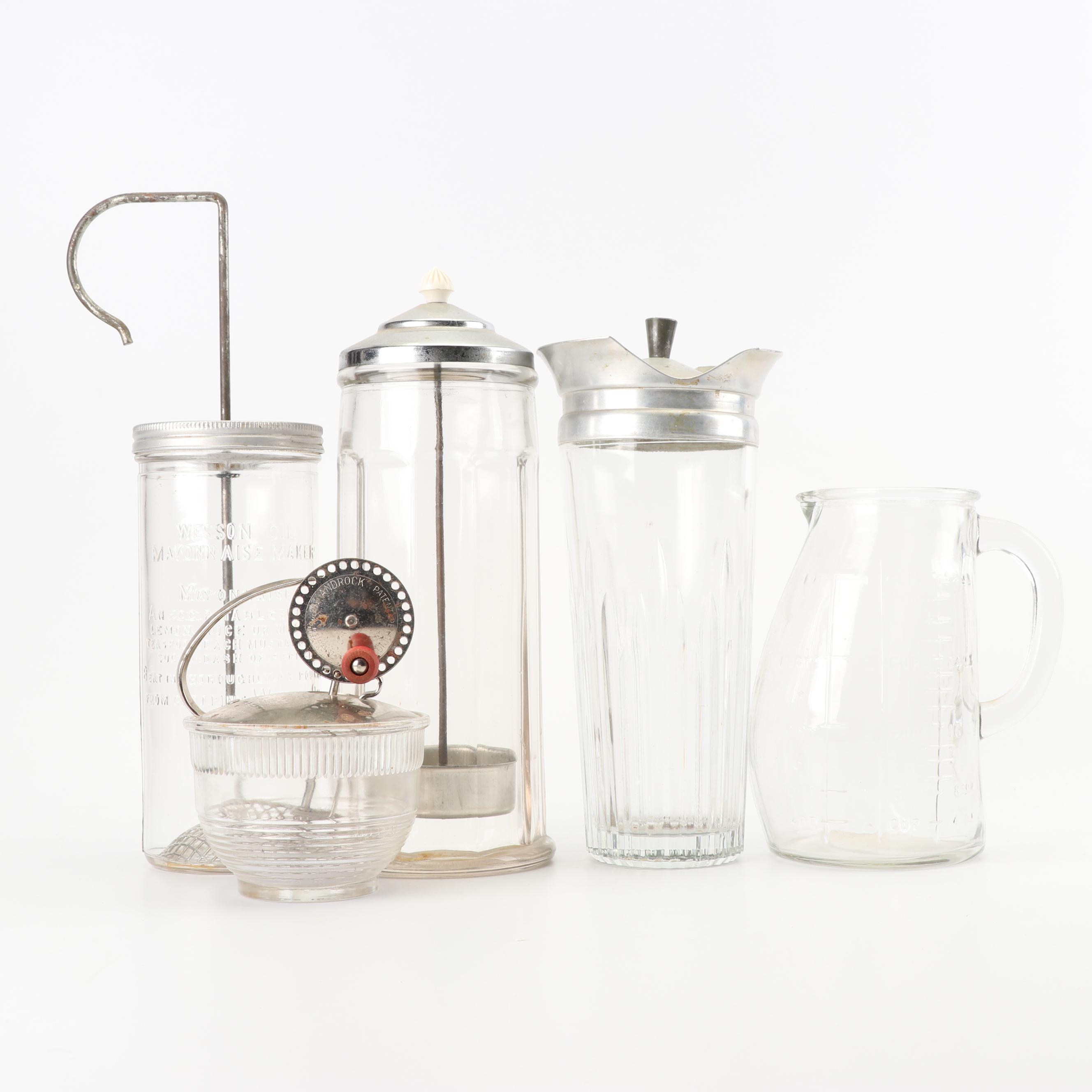 Glasco and Androck Glass Kitchen Gadgets, Mid-20th Century