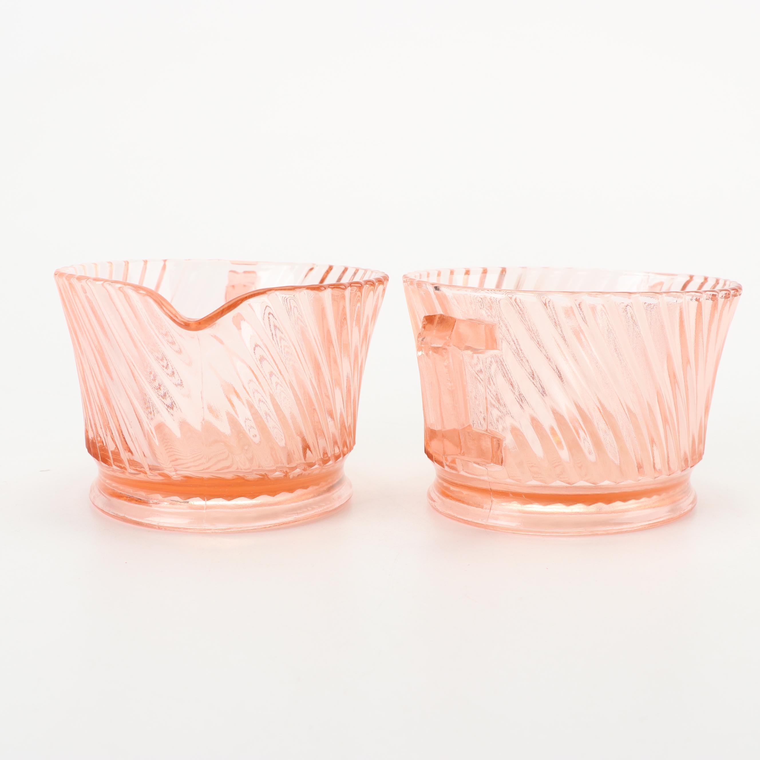 Depression Glass Sugar and Creamer Sets Including Queen Mary, Early 20th Century