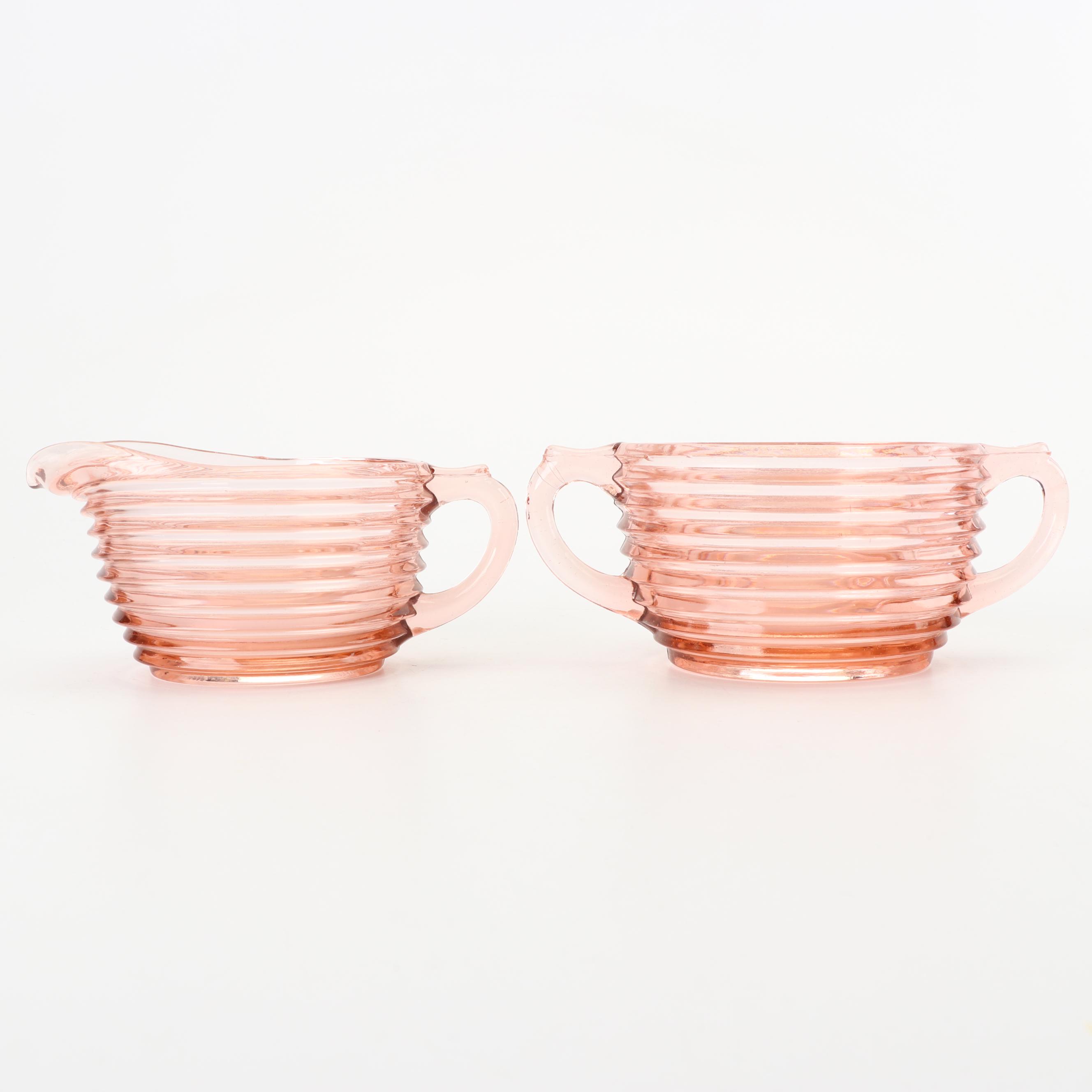 Depression Glass Sugar and Creamer Sets Including Queen Mary, Early 20th Century
