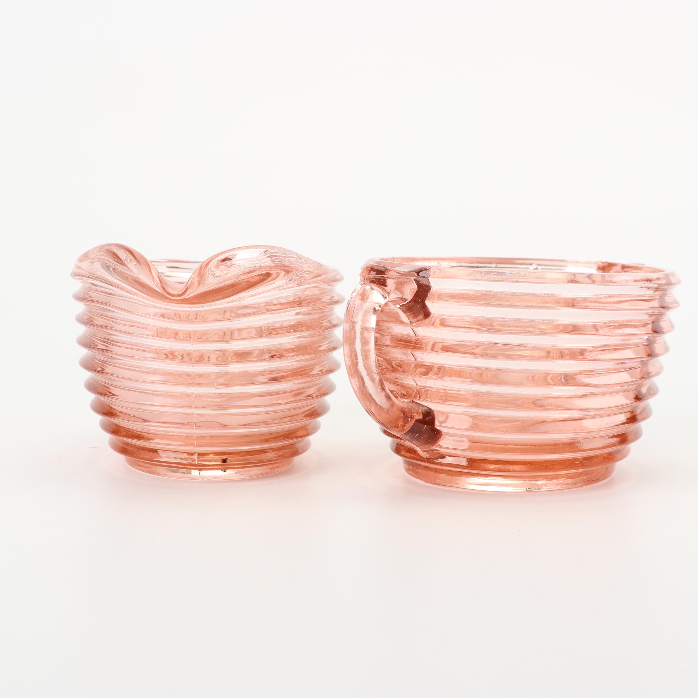 Depression Glass Sugar and Creamer Sets Including Queen Mary, Early 20th Century