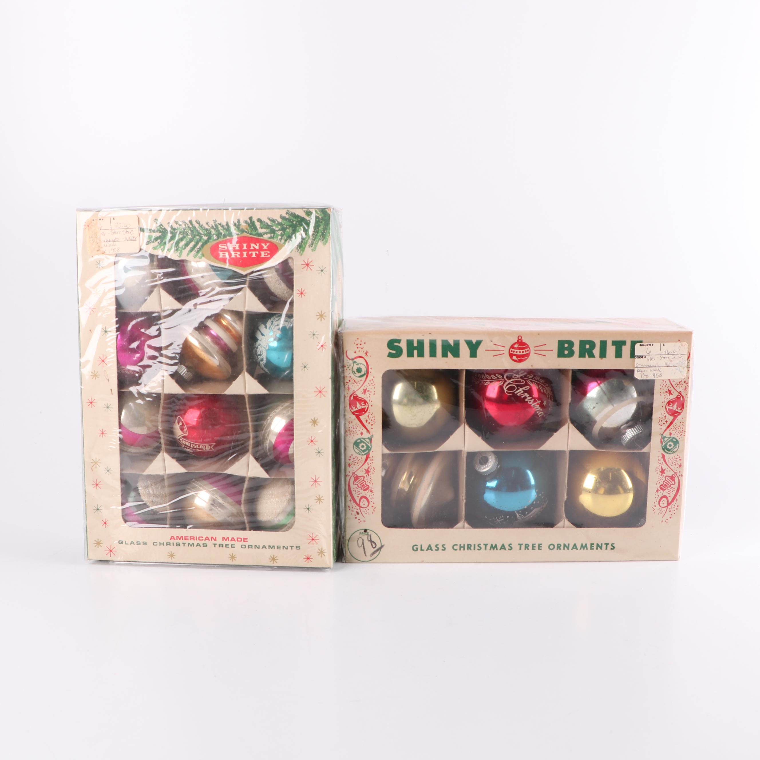 Glass Christmas Ornaments including Coby and Shiny Brite, Mid-20th Century