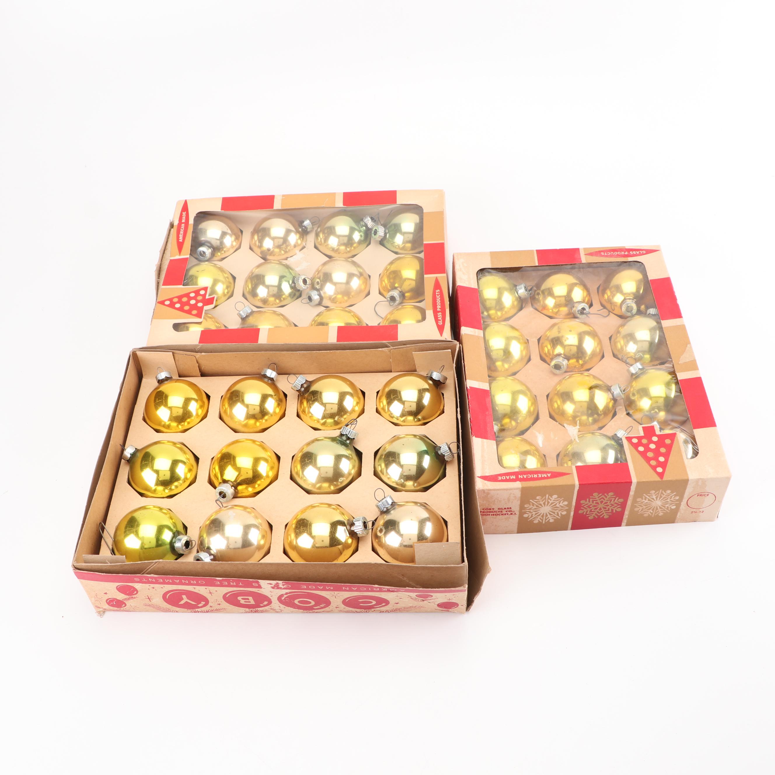 Glass Christmas Ornaments including Coby and Shiny Brite, Mid-20th Century