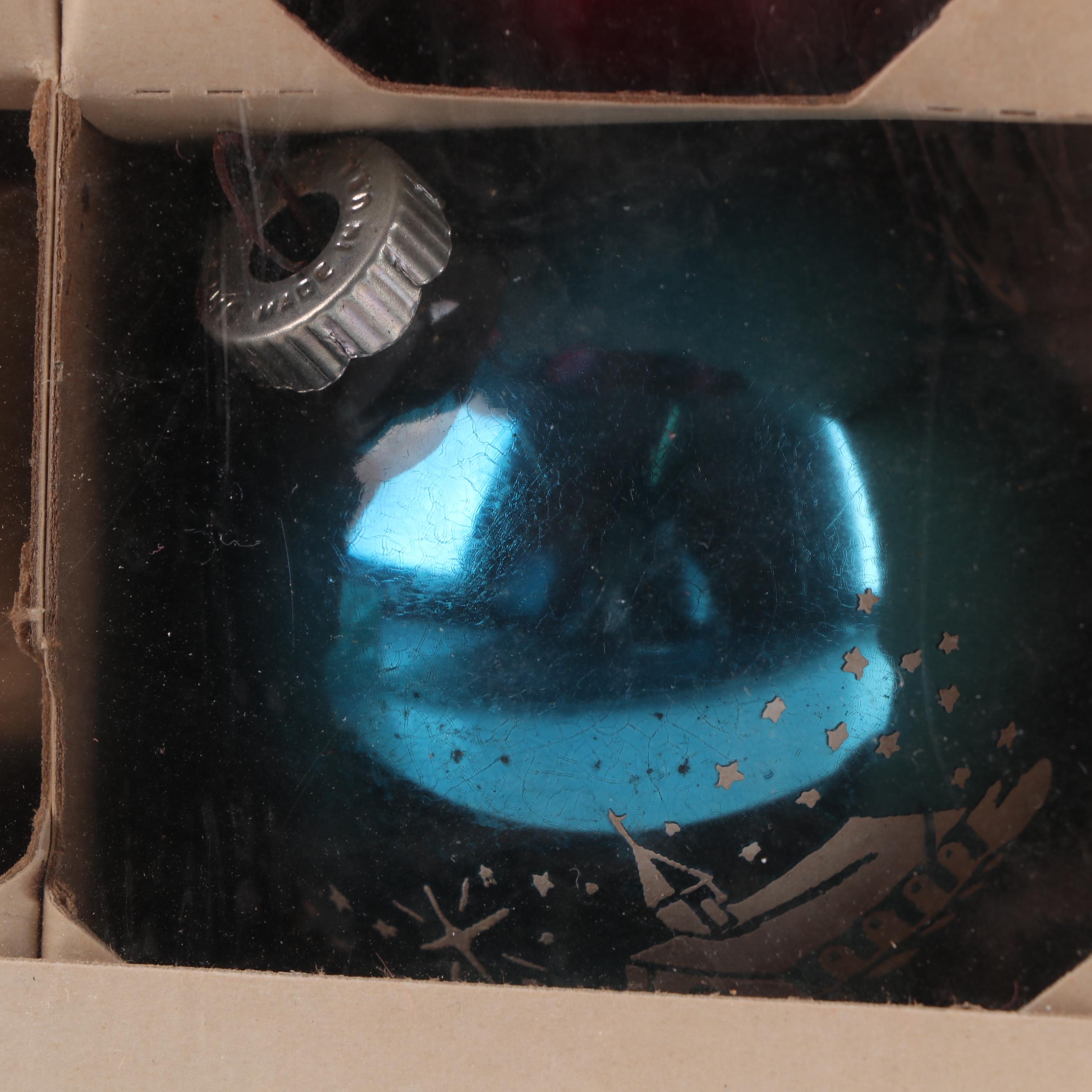 Glass Christmas Ornaments including Coby and Shiny Brite, Mid-20th Century