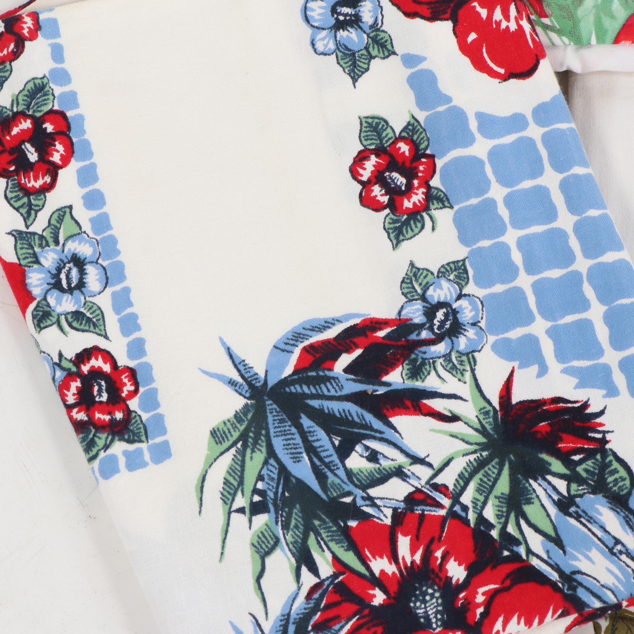 Printed Tea Towels and Table Linens, Mid-Century