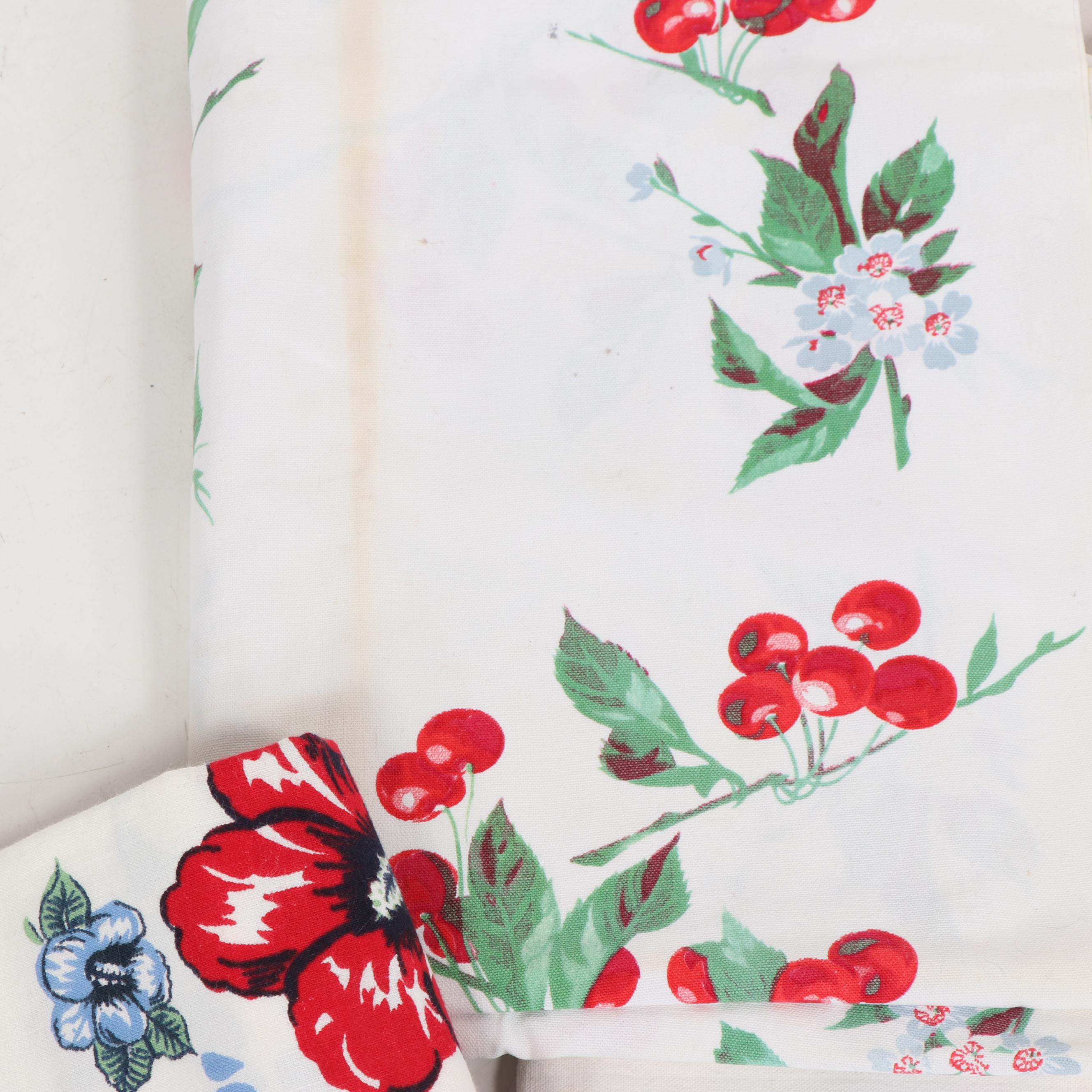 Printed Tea Towels and Table Linens, Mid-Century