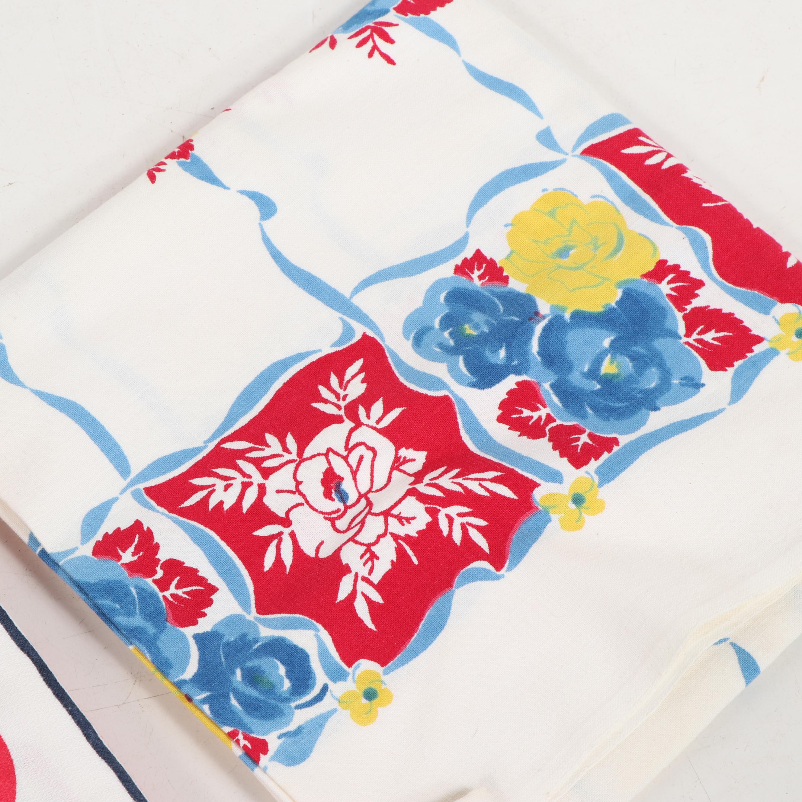 Printed Tea Towels and Table Linens, Mid-Century