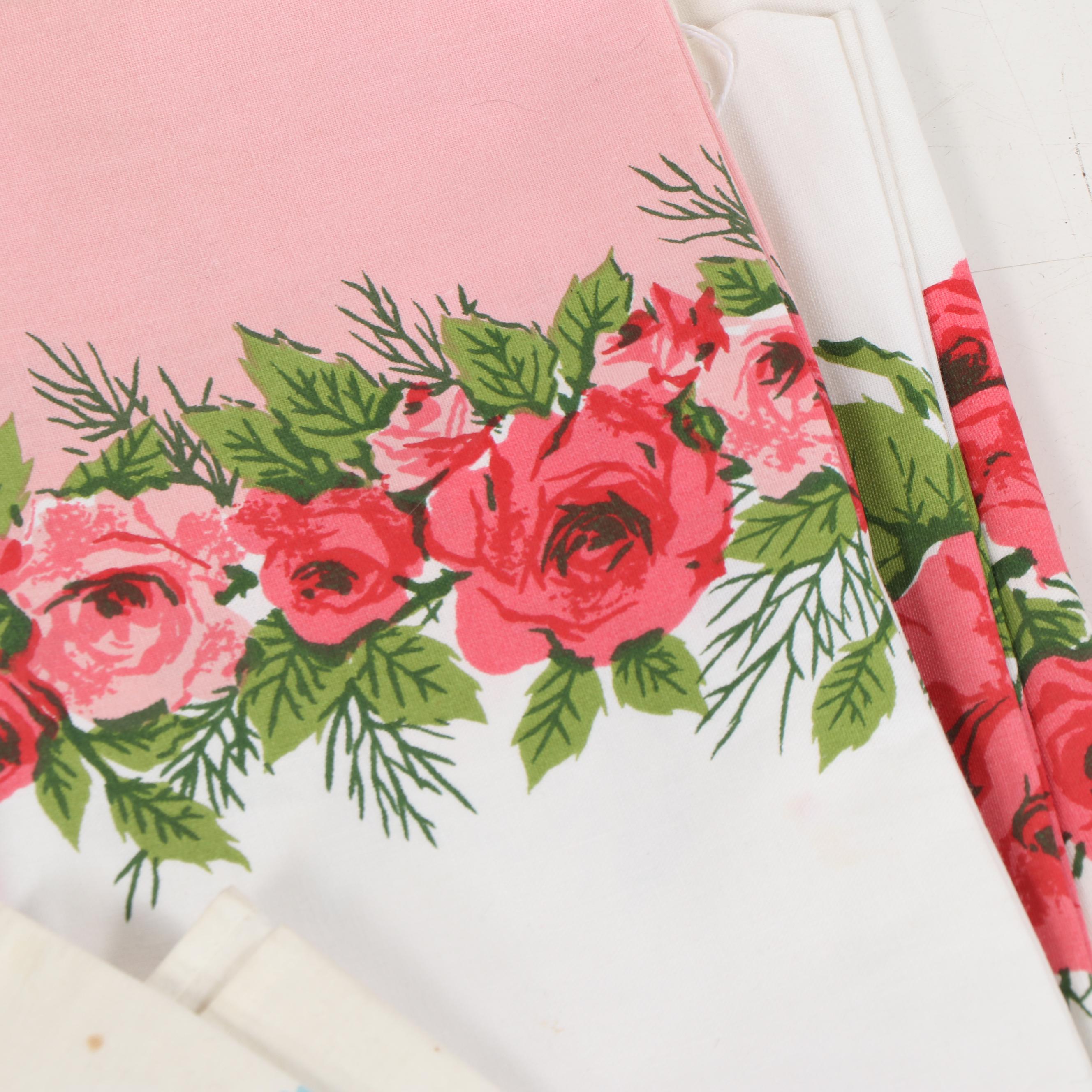 Floral Print Table Linens, Mid-Century