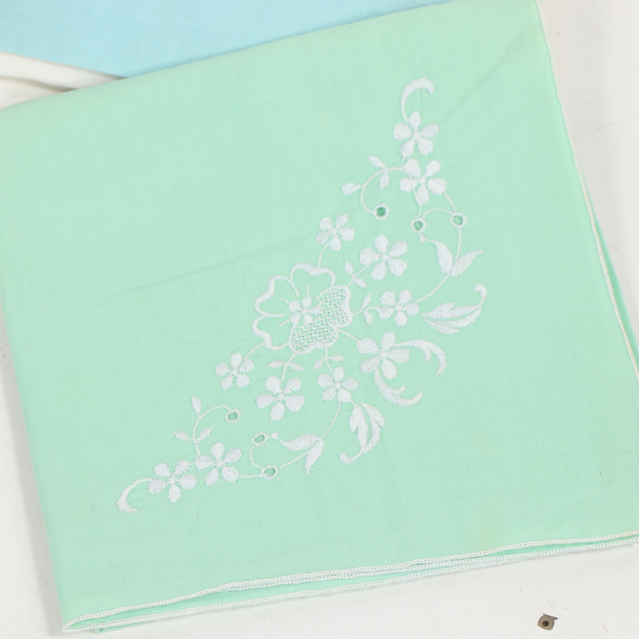 Printed Floral Table Linens and Tea Towels, Mid-Century