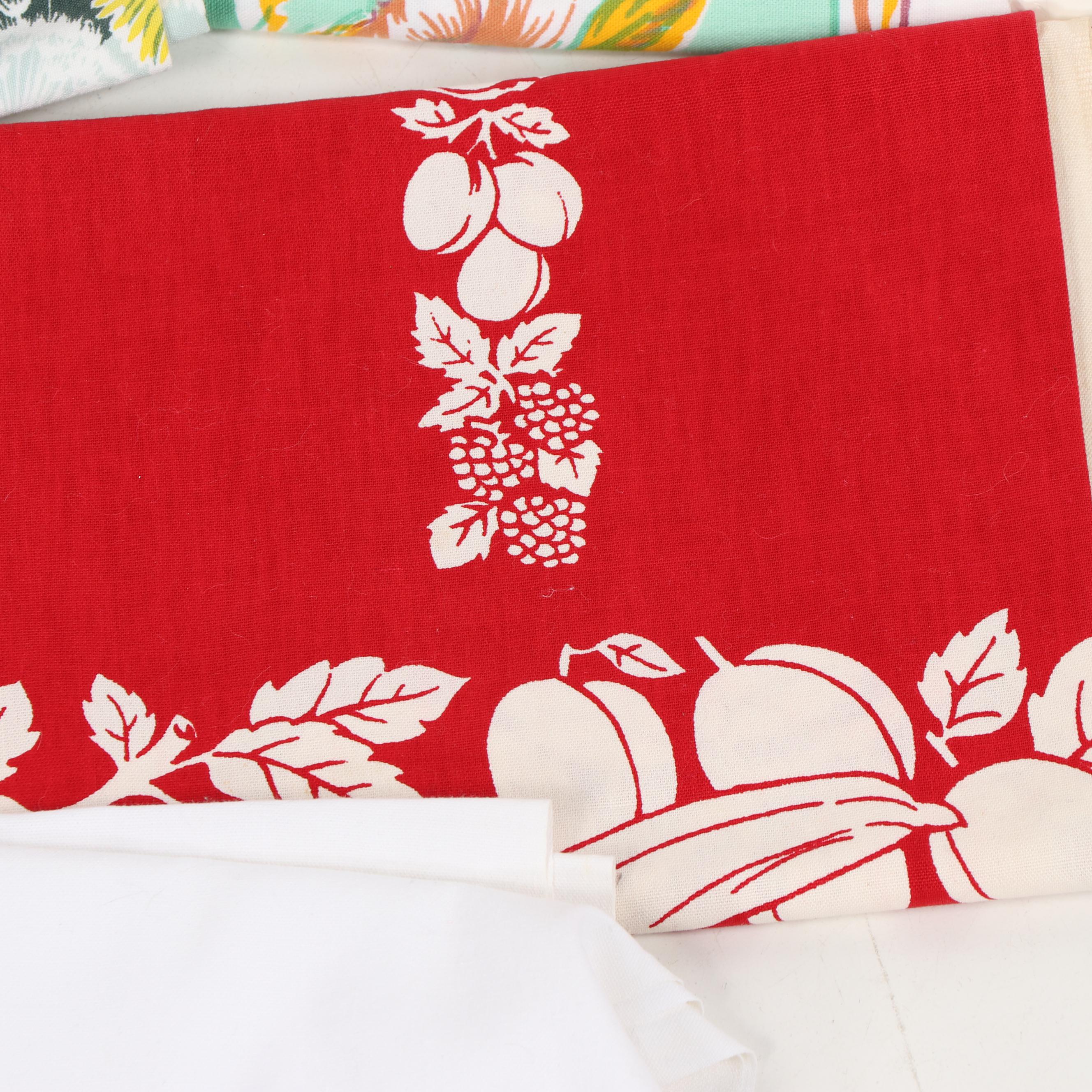 Printed Floral Table Linens, Mid-Century