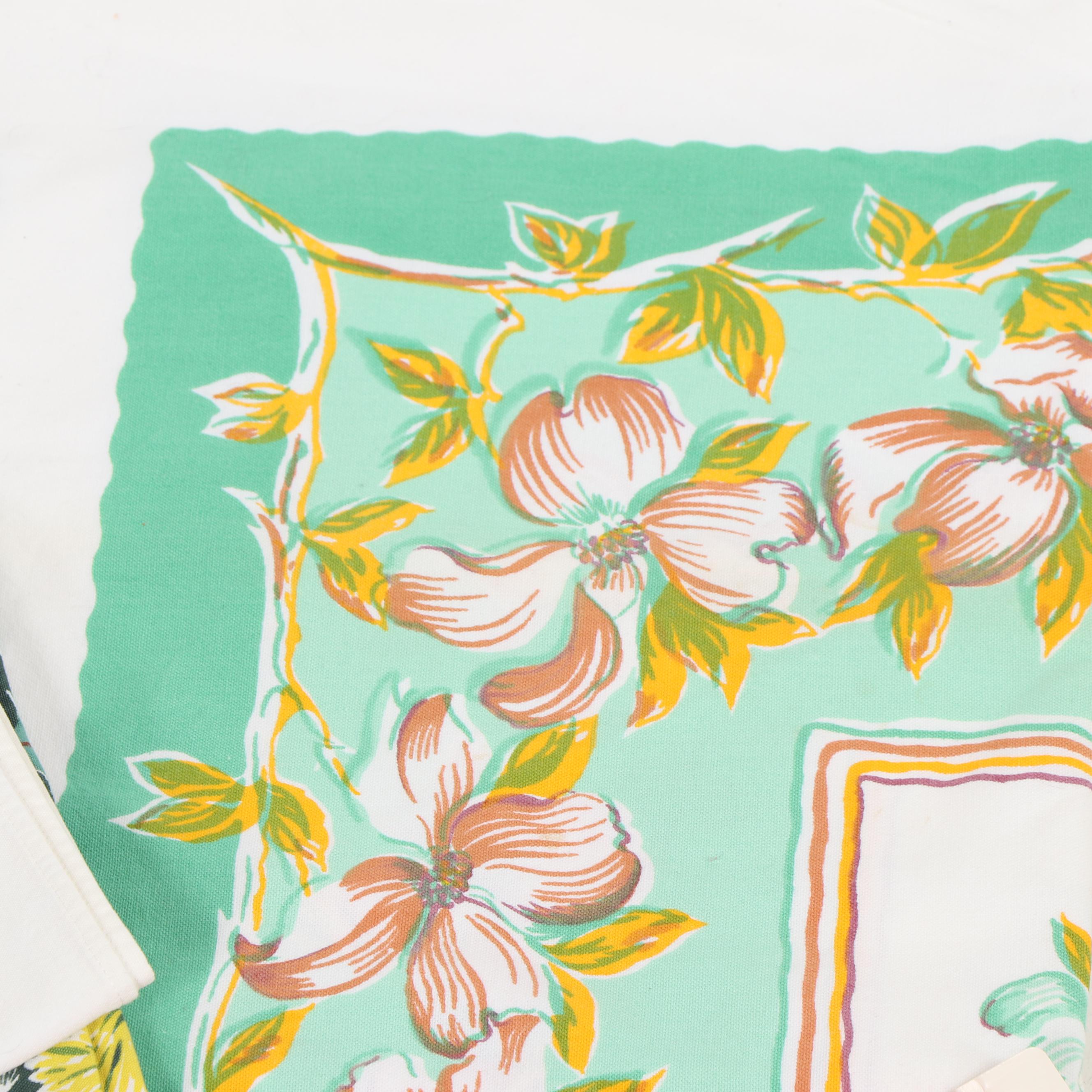 Printed Floral Table Linens, Mid-Century